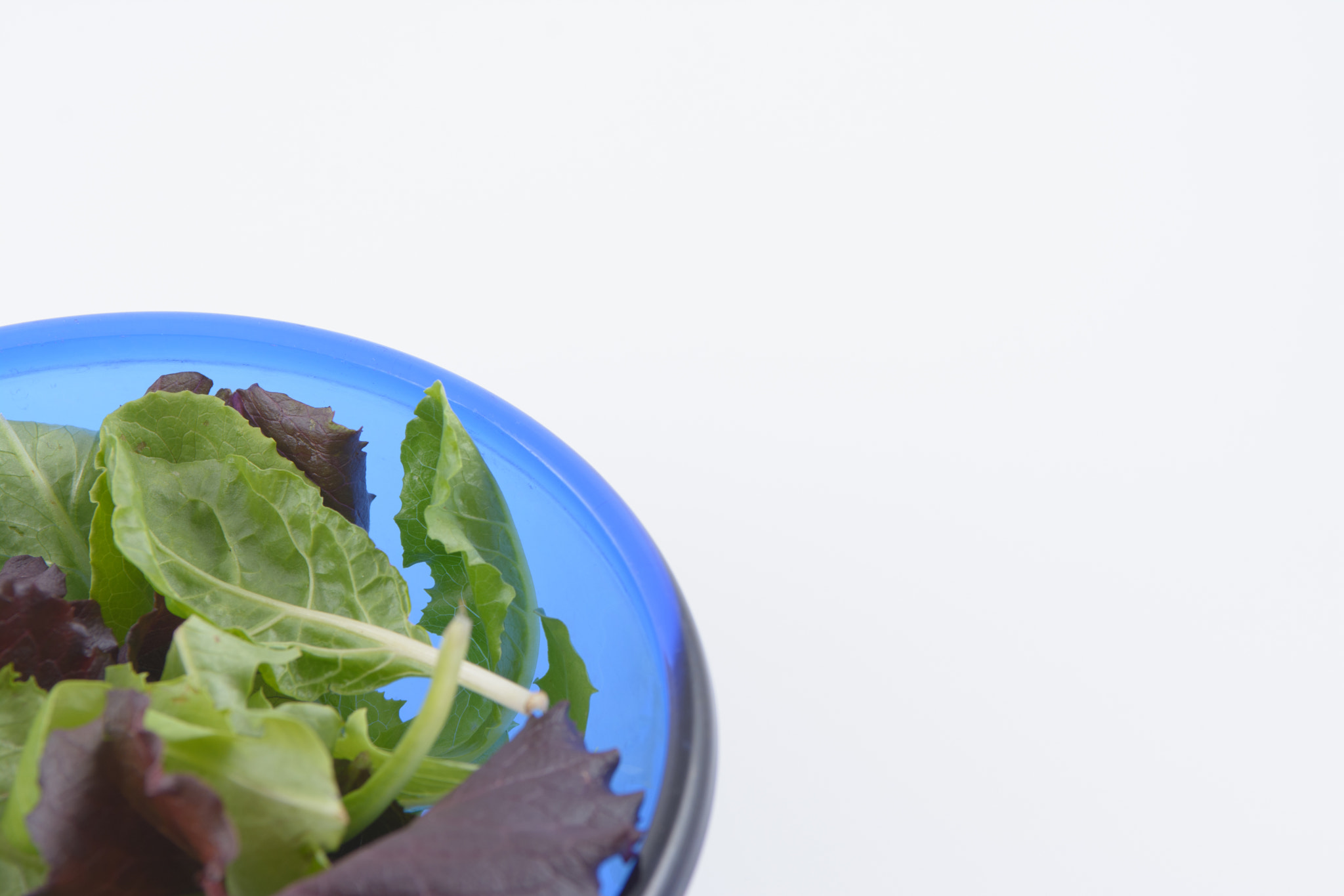 Nikon AF-S Nikkor 28-70mm F2.8 ED-IF sample photo. Blue bowl of spring mix salad photography