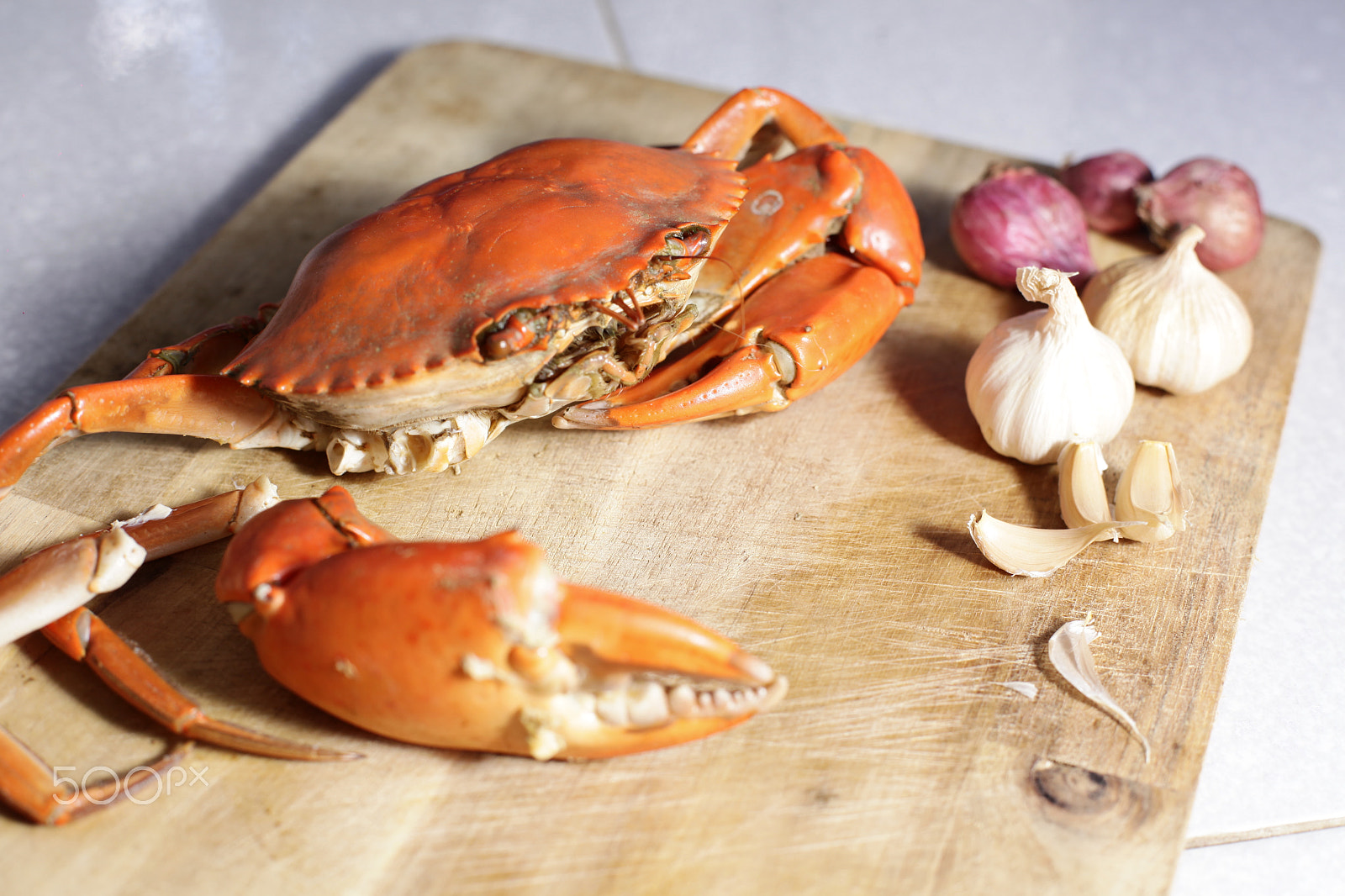 Canon EF 50mm f/1.8 sample photo. Steamed crab on white background photography