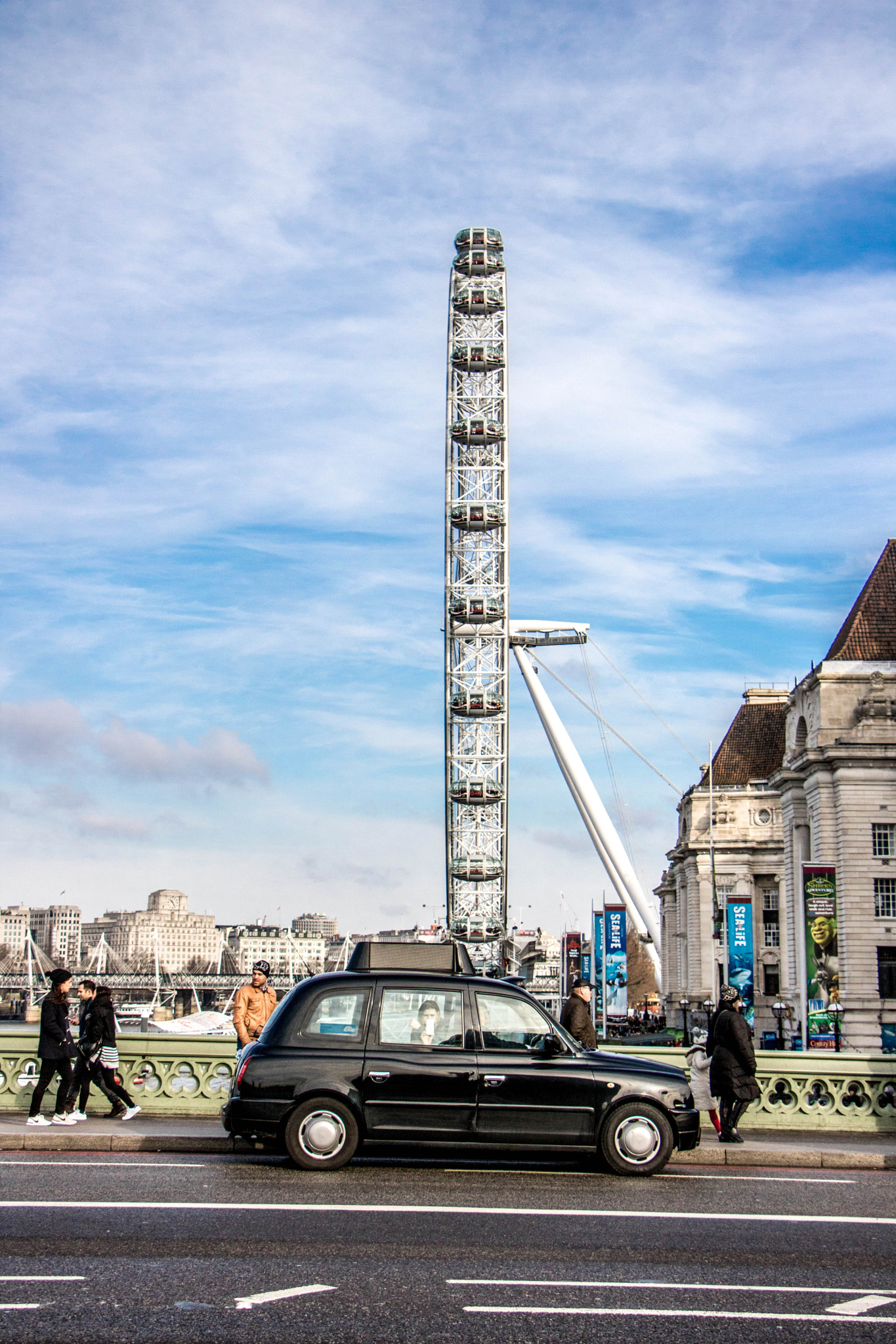 Canon EOS 760D (EOS Rebel T6s / EOS 8000D) + Canon EF-S 18-135mm F3.5-5.6 IS STM sample photo. Londoneye taxi photography