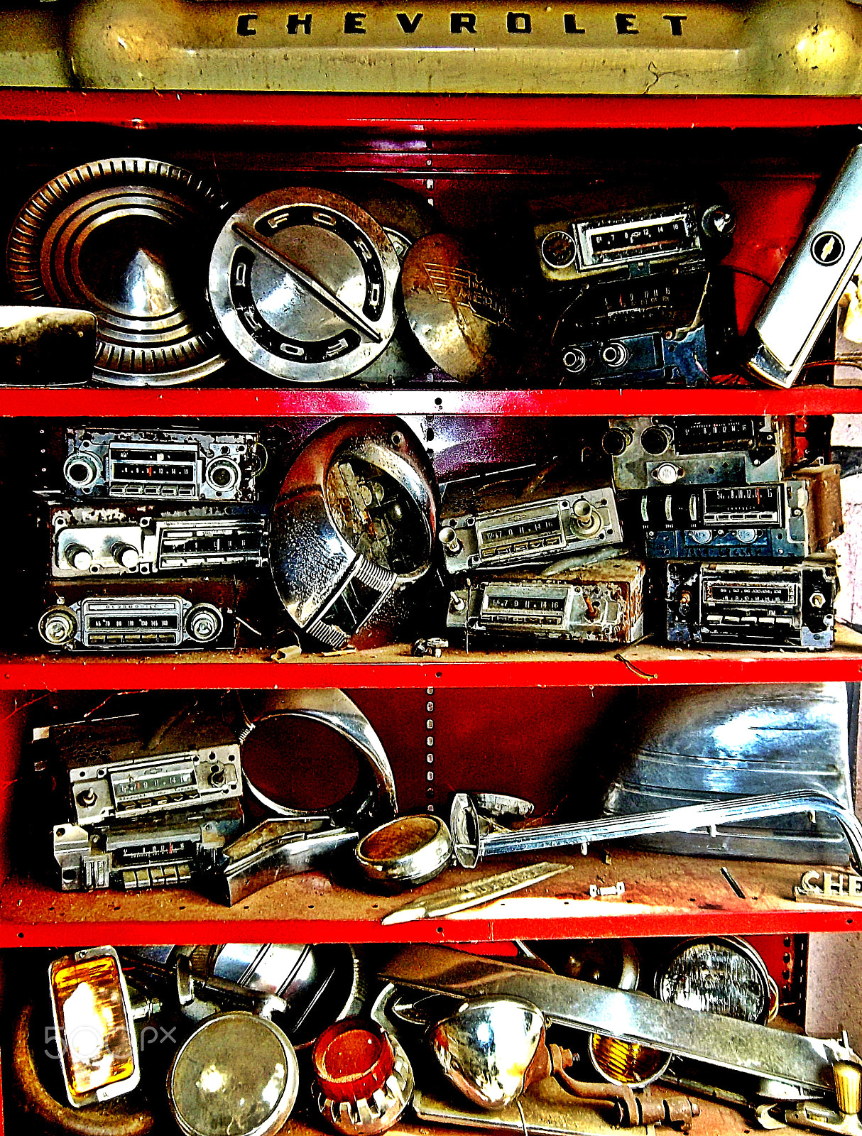 Kodak EASYSHARE M575 DIGITAL CAMERA sample photo. Shelf of old parts photography