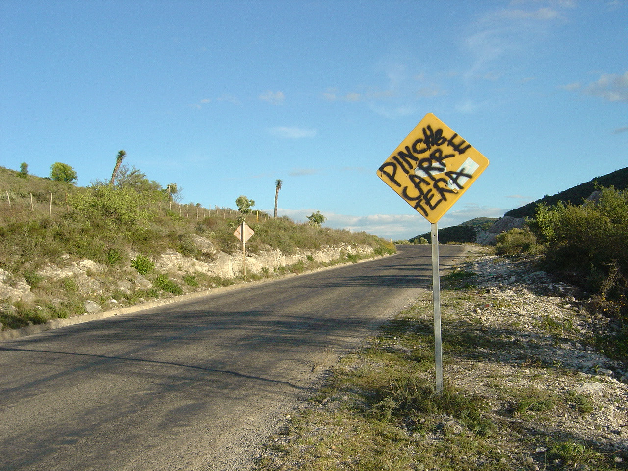 Sony DSC-P10 sample photo. Carretera con baches photography