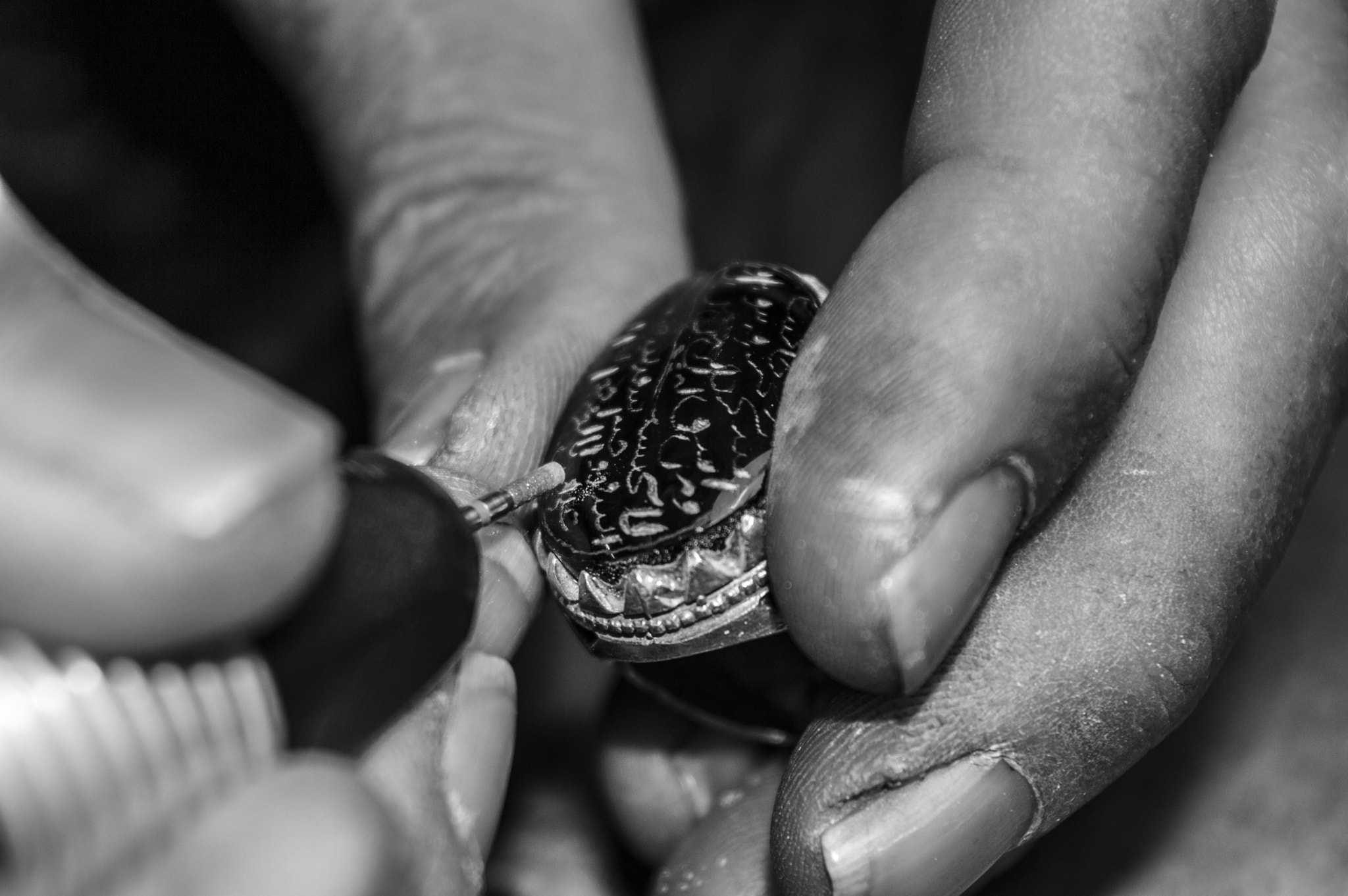 Engraving on the gemstone ring