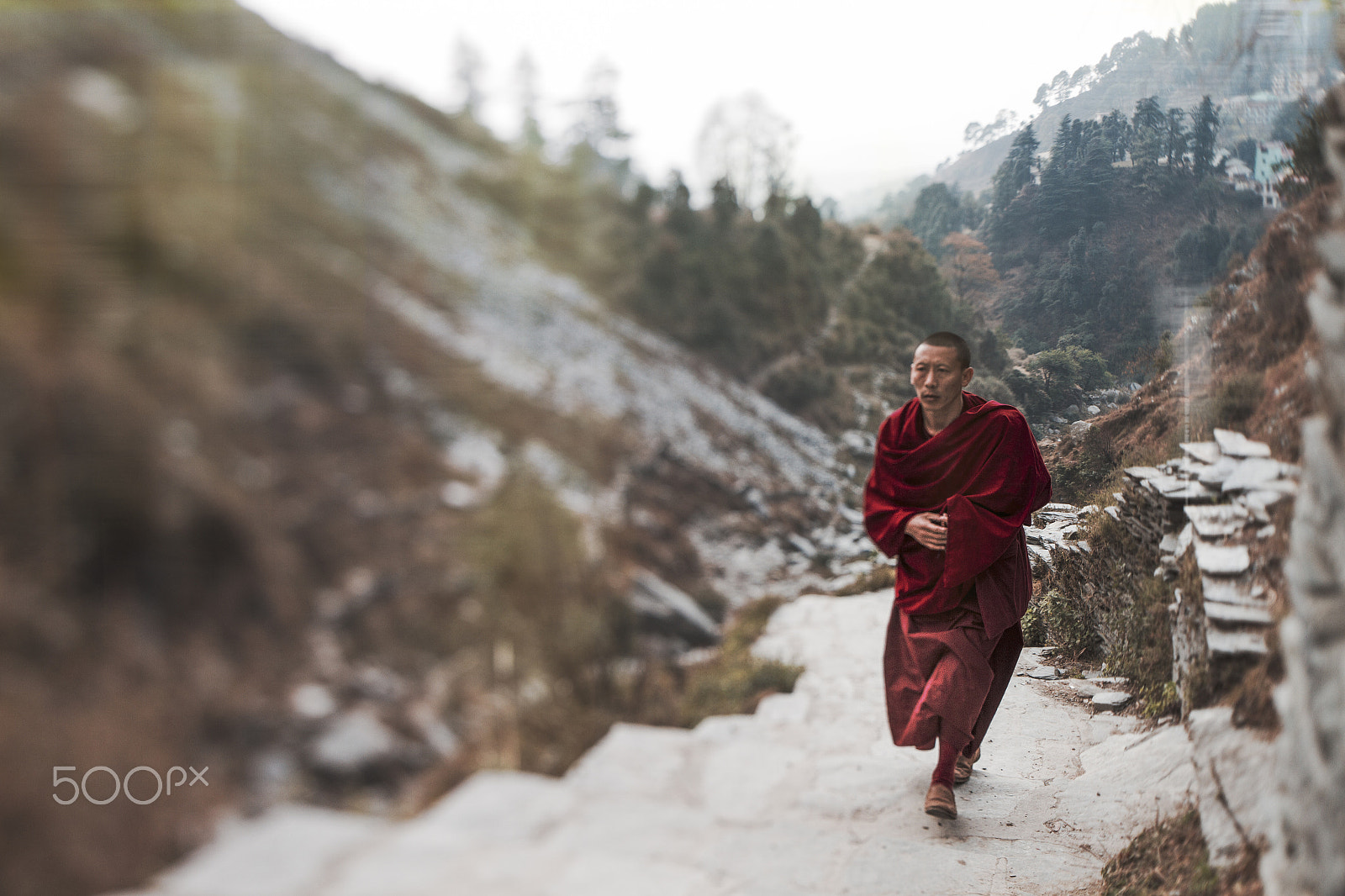 Canon TS-E 24.0mm f/3.5 L II sample photo. Monk on ascent to bhagsunag falls 2. photography