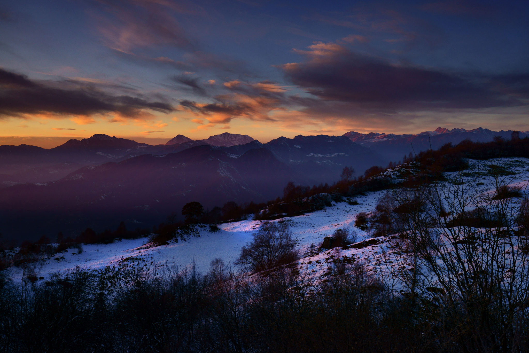16-35mm F4 OSS sample photo. Purple winter photography