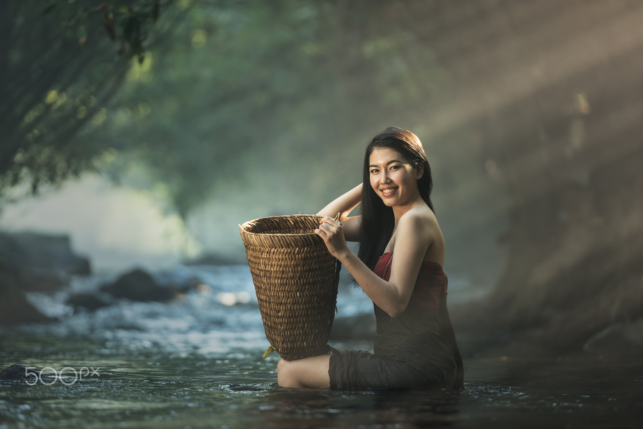 Asian sexy woman bathing