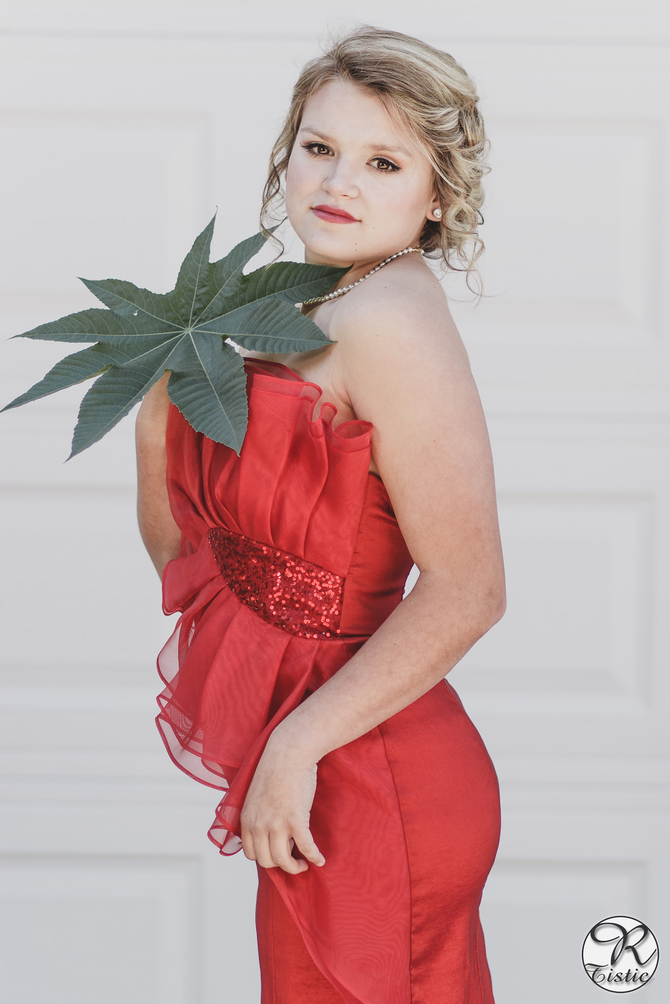 Canon EOS 500D (EOS Rebel T1i / EOS Kiss X3) sample photo. Red dress and a green leaf photography