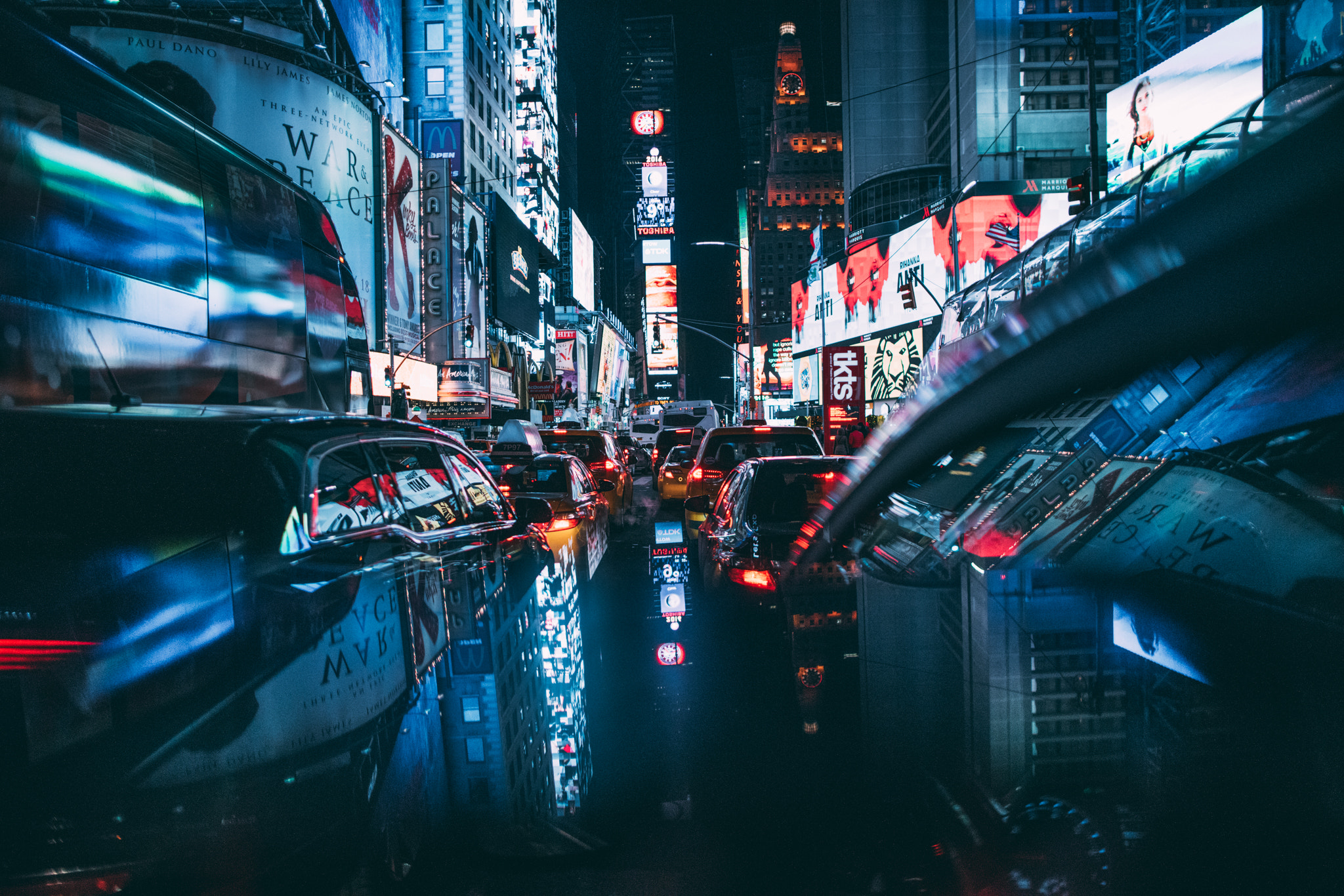 Sony a7R II + Canon EF 24mm F1.4L II USM sample photo. Times square reflected. photography