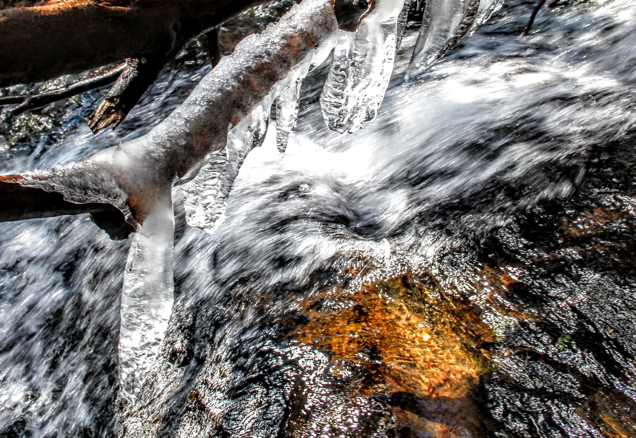 Canon EF-S 18-55mm F3.5-5.6 sample photo. Blue ridge mountains icicles in waterfall photography