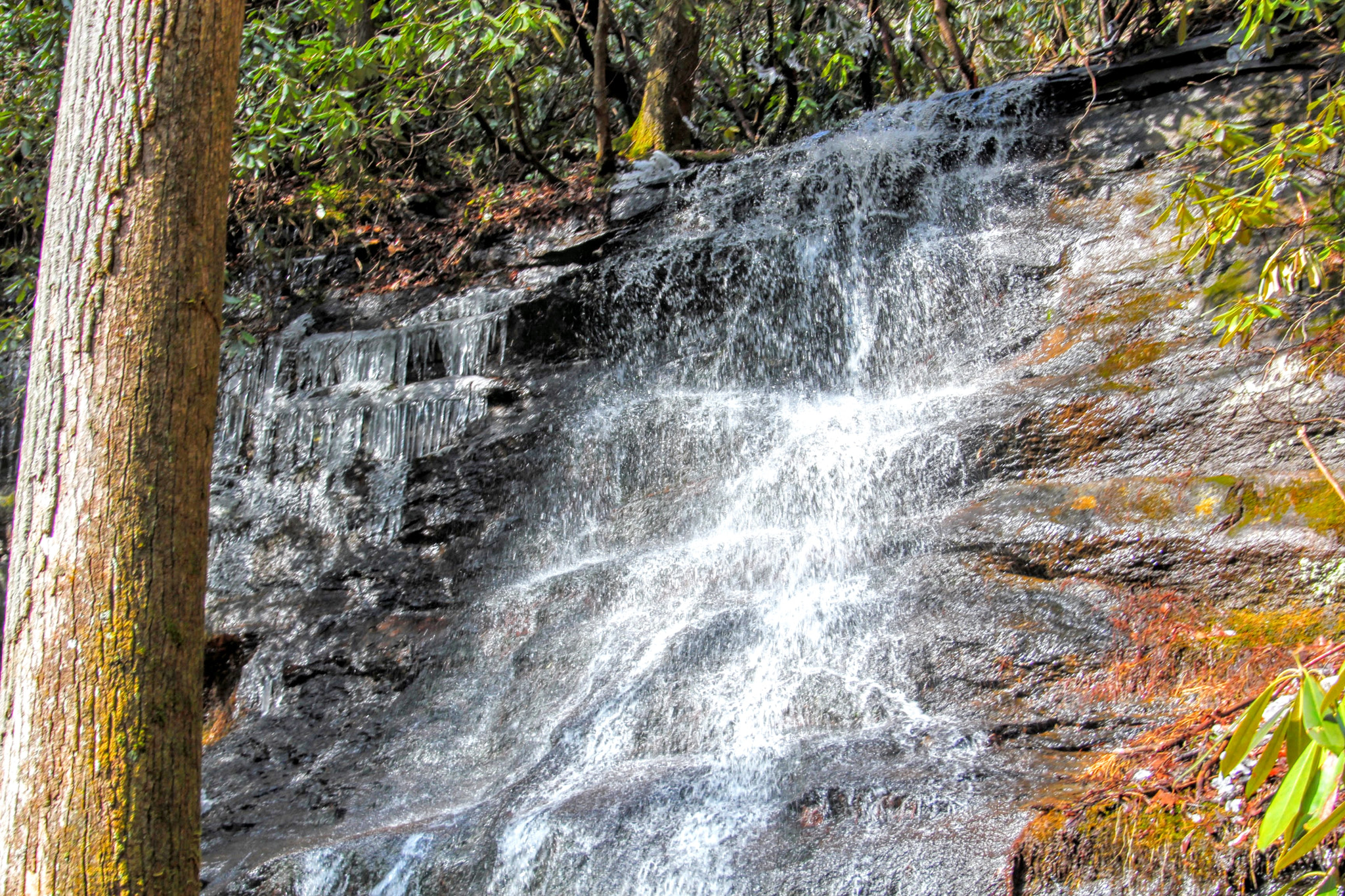 Canon EF-S 18-55mm F3.5-5.6 sample photo. Blue ridge mountains icicles in waterfall photography
