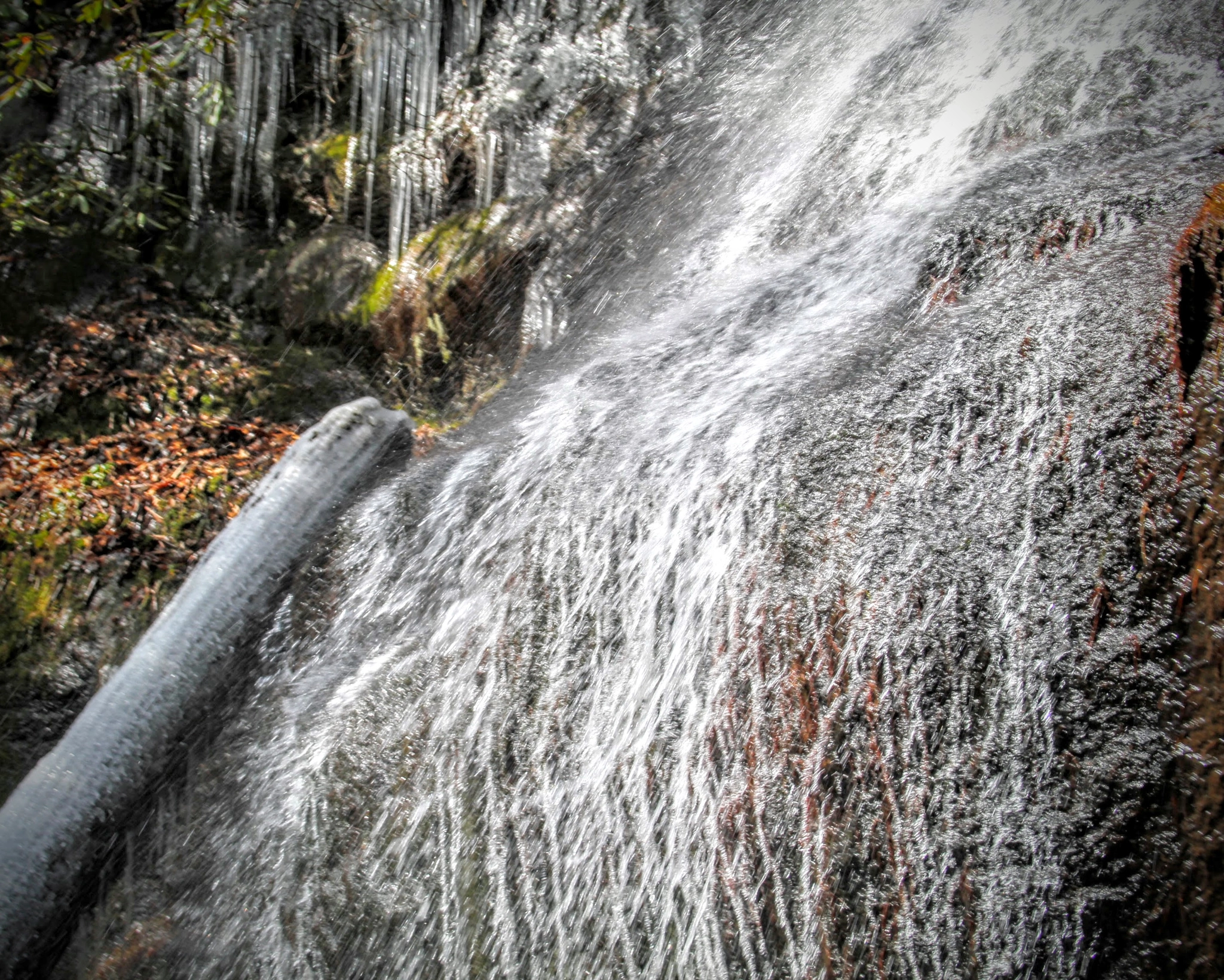 Canon EF-S 18-55mm F3.5-5.6 sample photo. Blue ridge mountains icicles in waterfall photography
