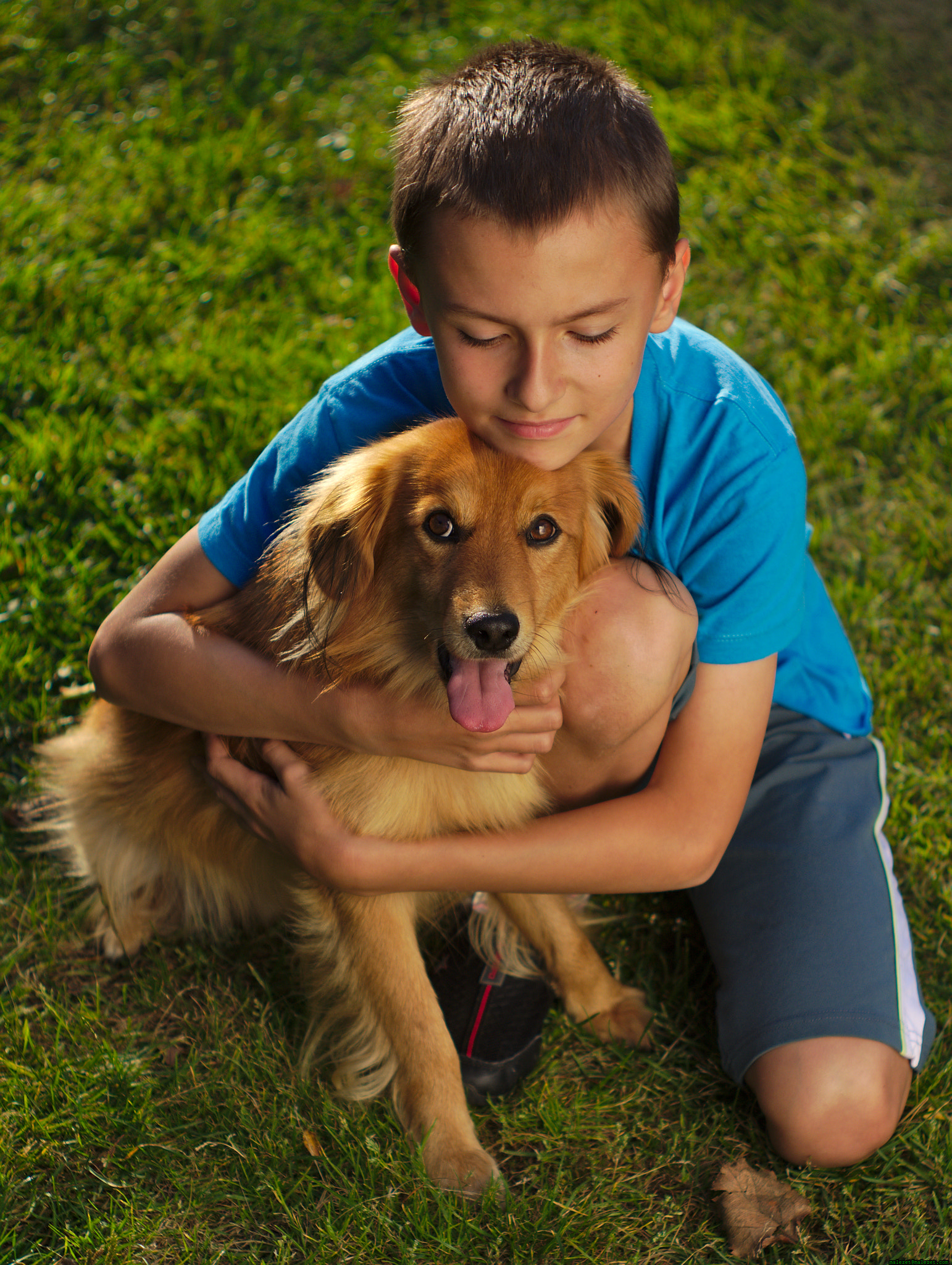 Pentax K-x + A Series Lens sample photo. My son with dog (kokos) photography