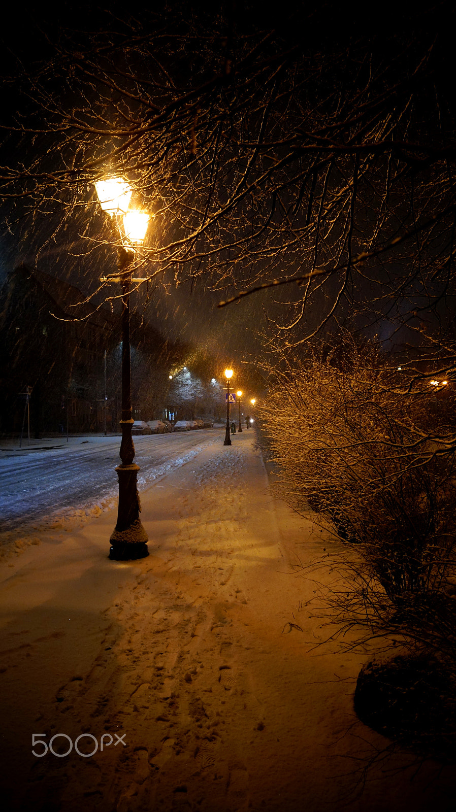 Sony DT 16-105mm F3.5-5.6 sample photo. Snowy evening photography