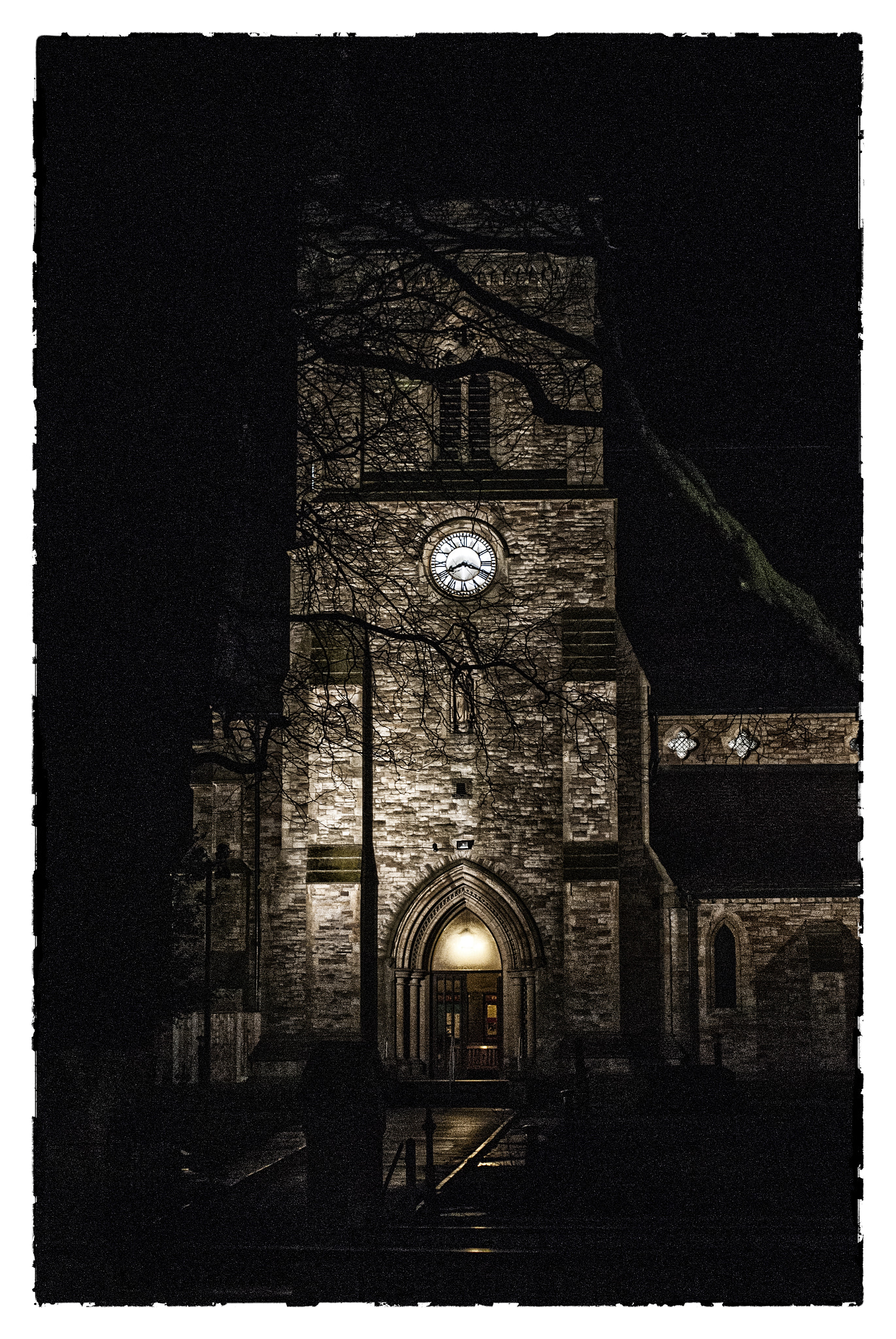 Nikon D200 + Sigma 50mm F2.8 EX DG Macro sample photo. Churches at night walkden photography