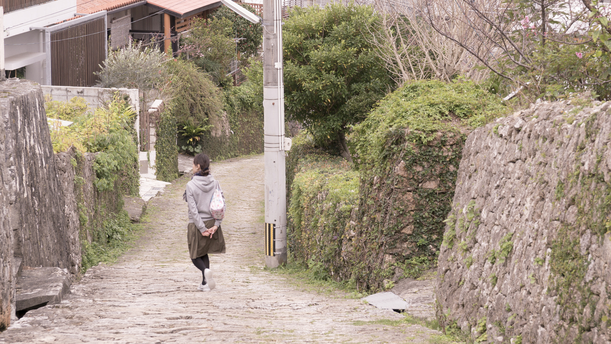 Sony Alpha NEX-5T + Sony Vario-Tessar T* E 16-70mm F4 ZA OSS sample photo. Lady at kinjo-cho path photography