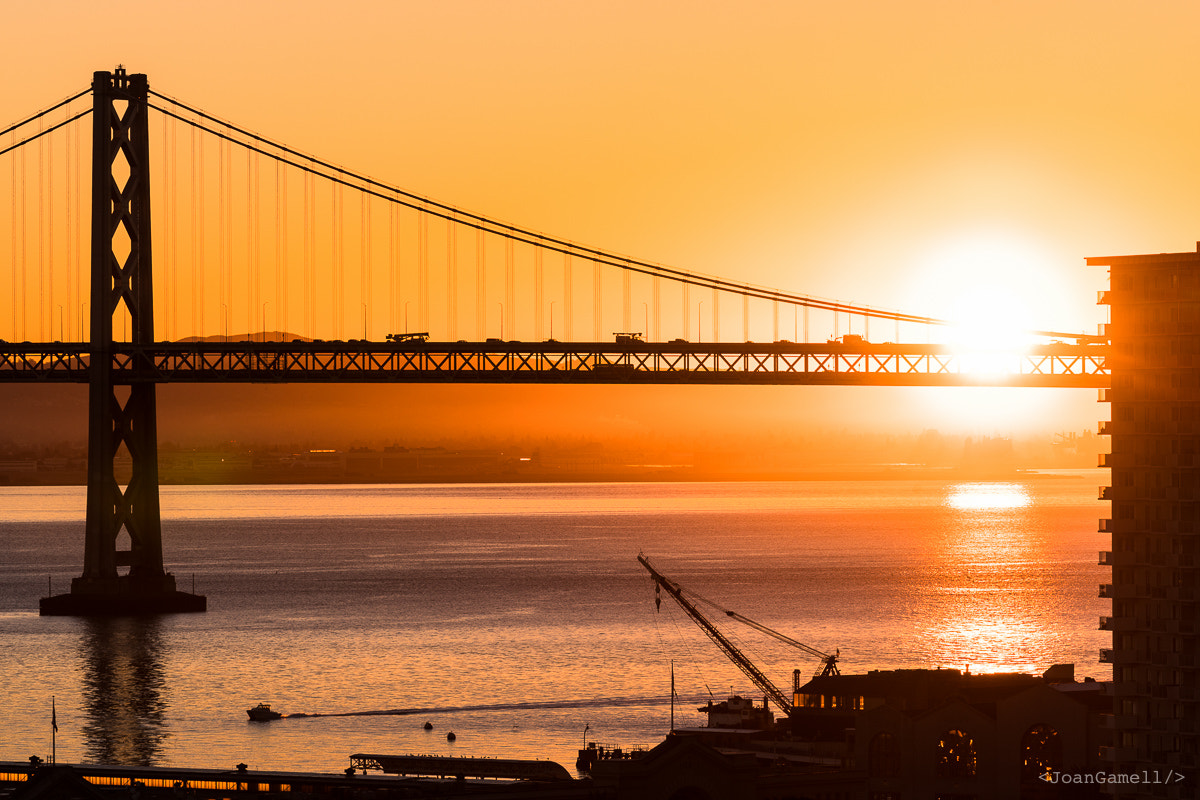 Canon EF 70-300mm F4-5.6L IS USM sample photo. Bay bridge sunrise photography