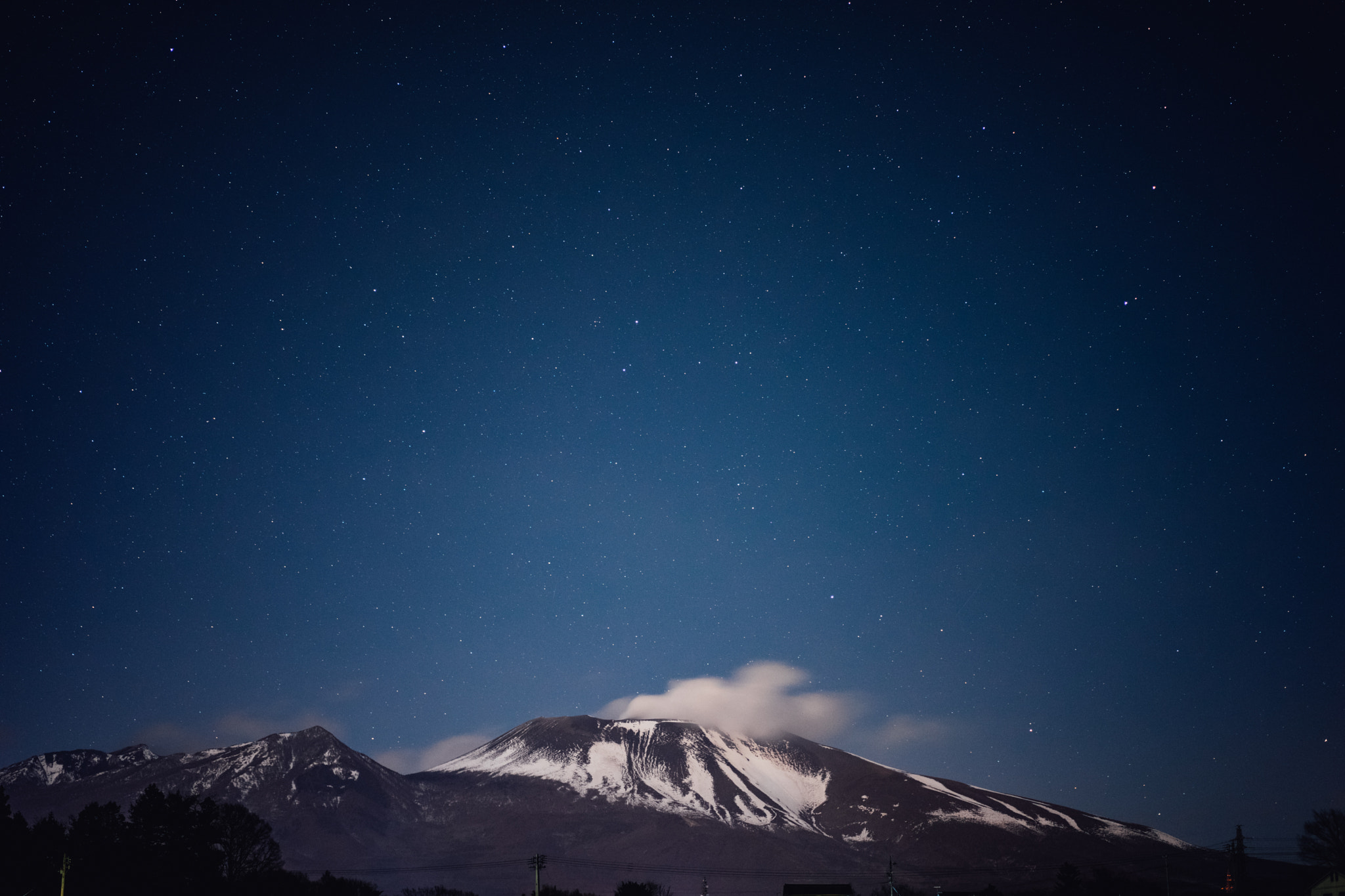 55mm F1.8 ZA sample photo. The great eruption of mt.asama in the winter sky. photography
