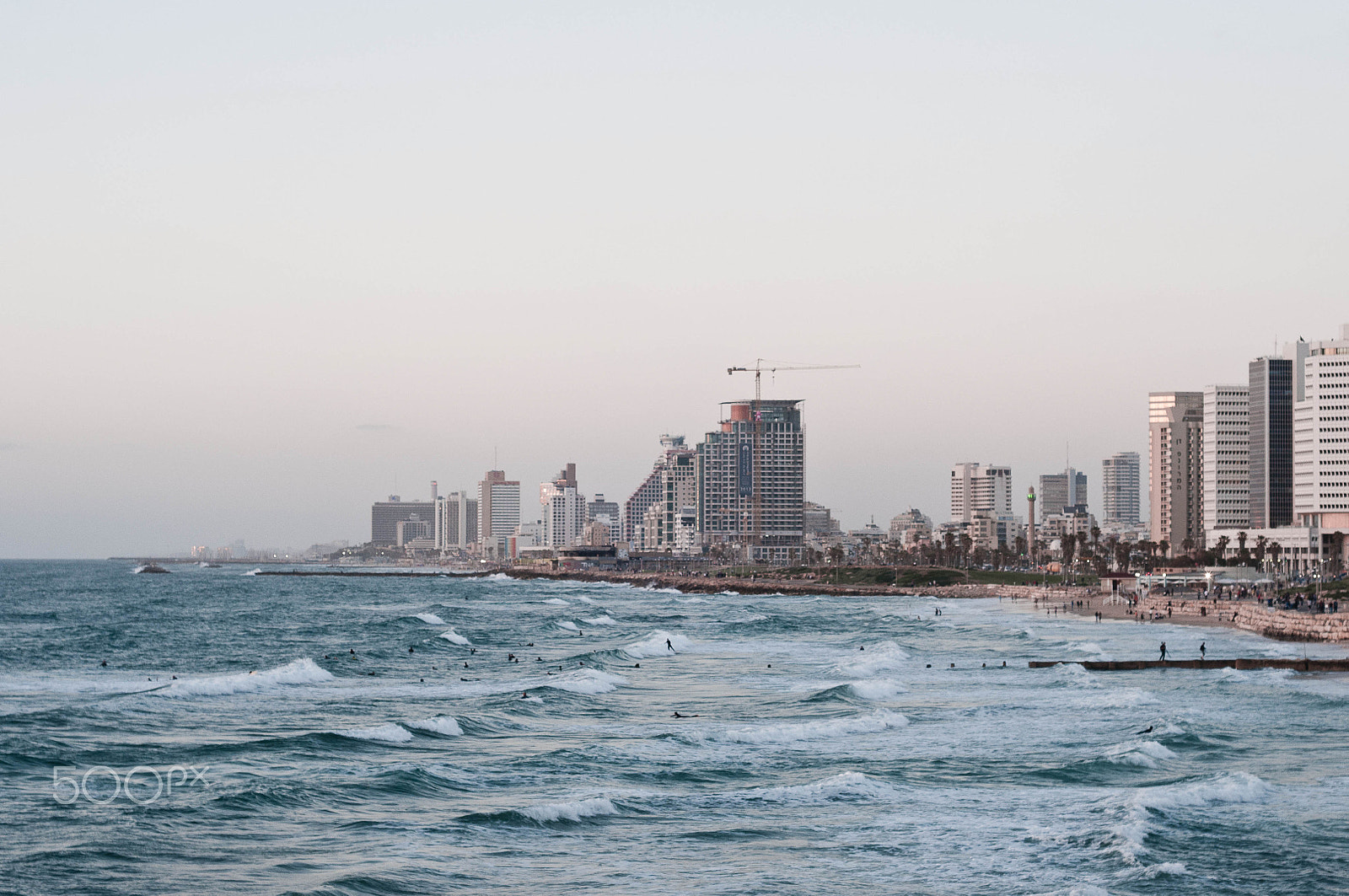 Nikon D300 + AF Nikkor 50mm f/1.8 sample photo. Tel aviv beach in evening light photography