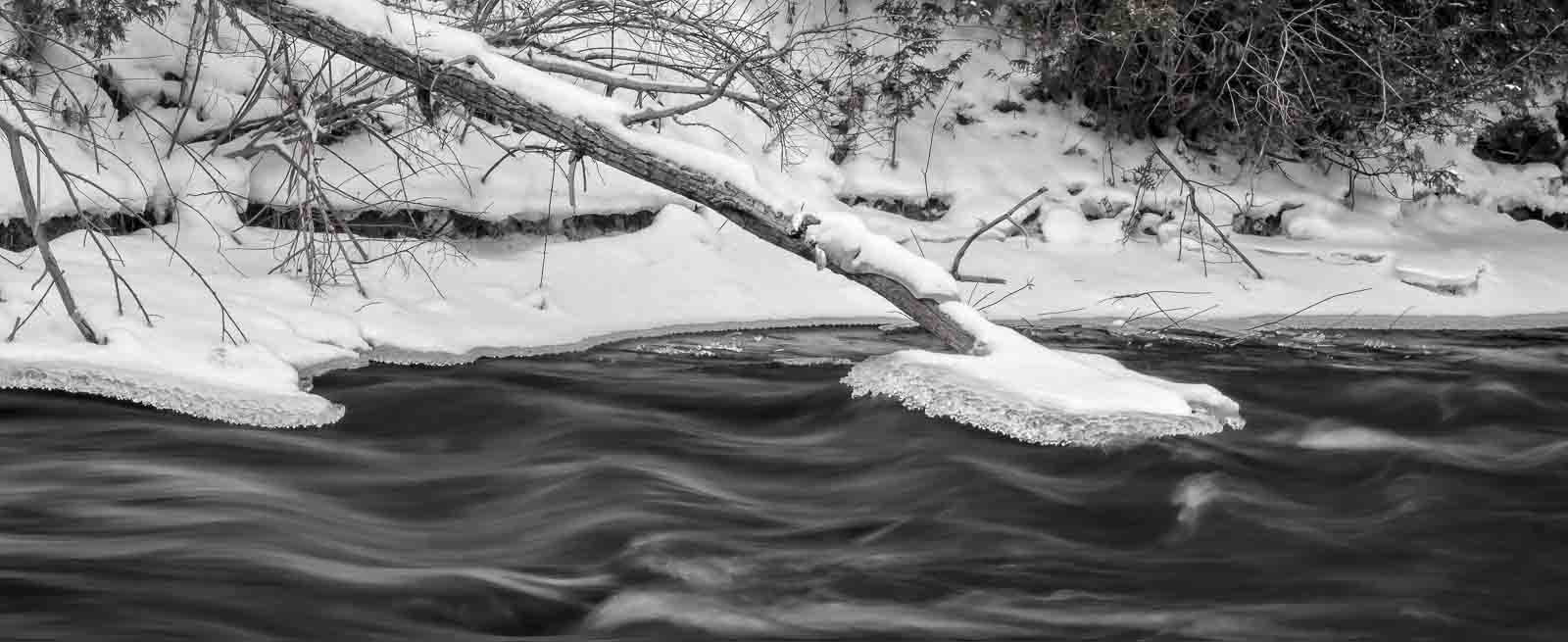 Sony Alpha DSLR-A500 + 35-70mm F4 sample photo. Winter water flow photography