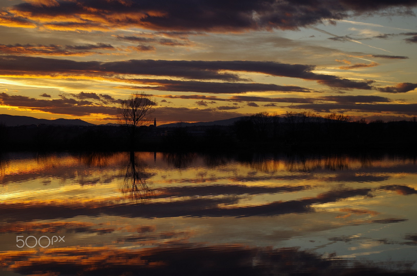 Pentax K-50 sample photo. Sunset on trojisko lake, slovenske gorice photography