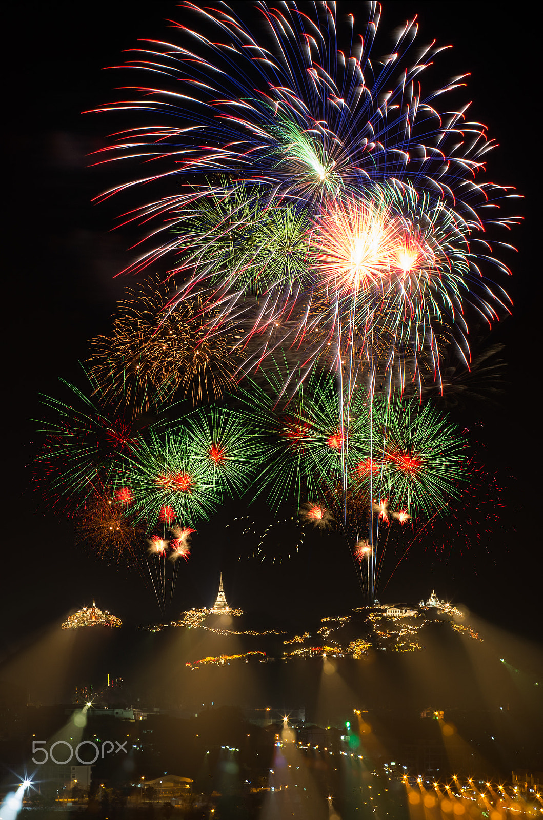 Pentax smc D-FA 100mm F2.8 macro sample photo. Double exposure firework nakhon khiri historical park. photography