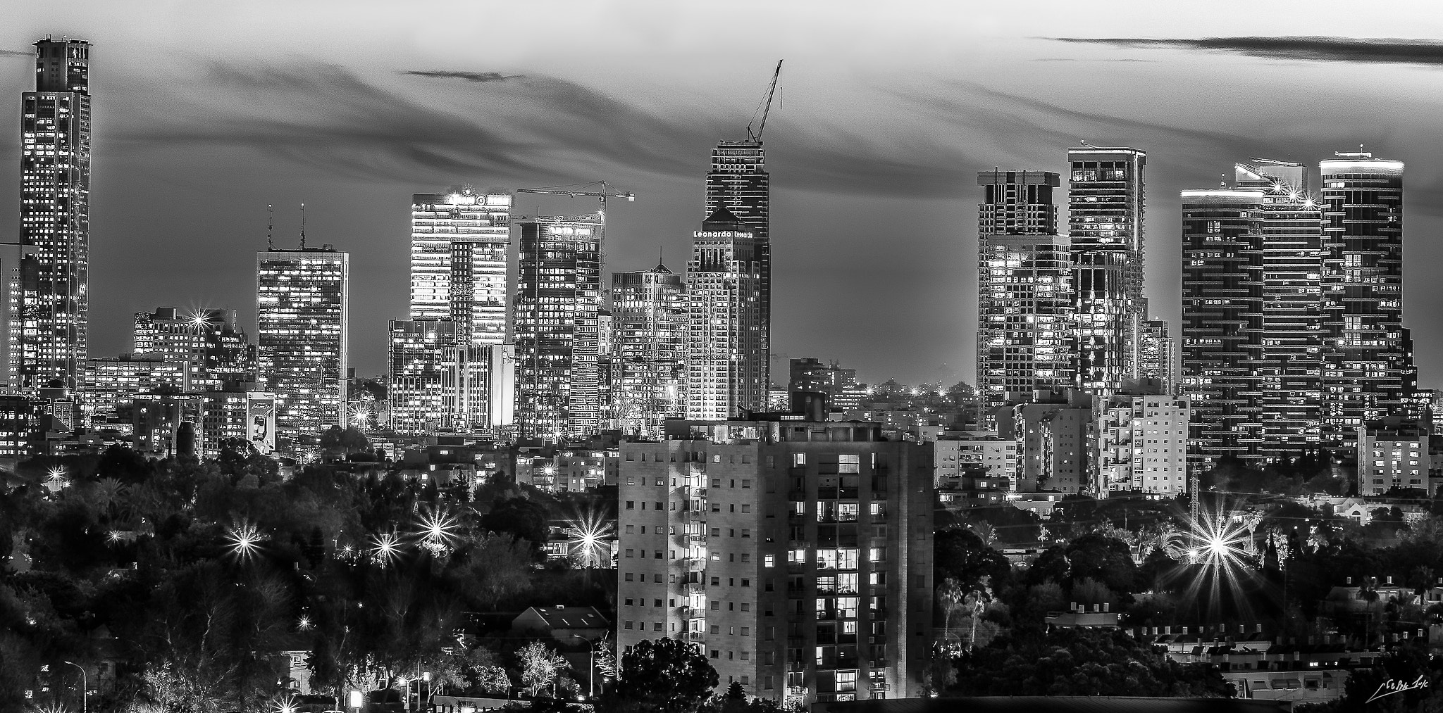 Sony ILCA-77M2 sample photo. Skyline of tel aviv b&amp;w photography