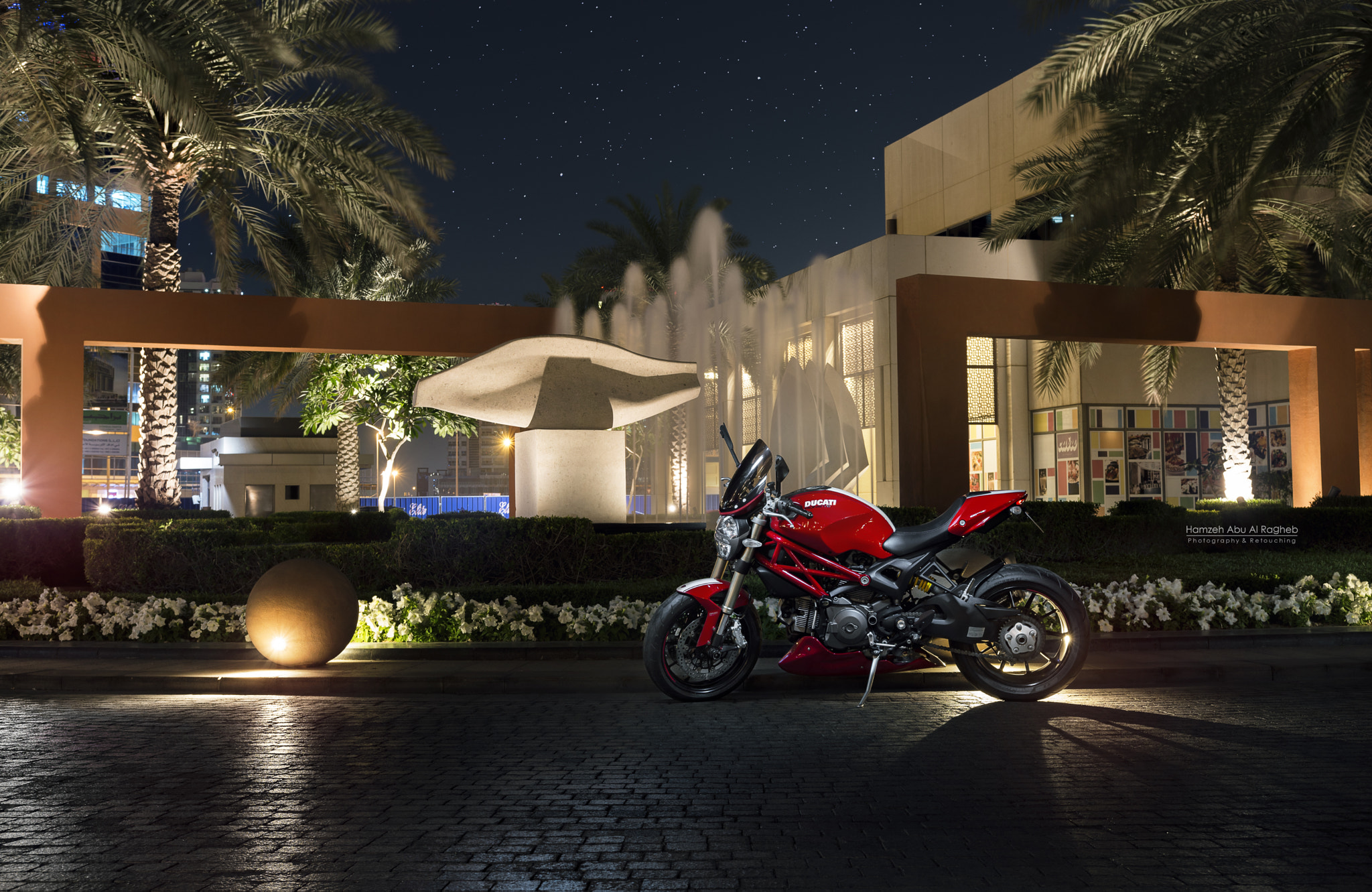 Nikon D800 + Sigma 18-35mm F1.8 DC HSM Art sample photo. Ducati monster 1200 at boulevard dubai photography