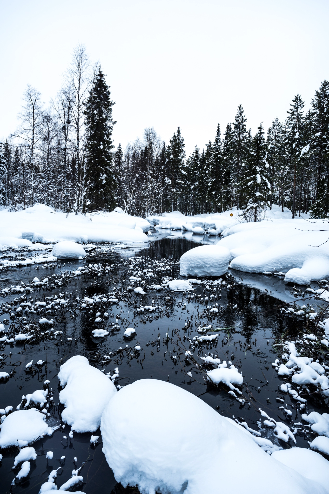 Sony a7 II + Canon EF 17-40mm F4L USM sample photo. Snowy black river photography