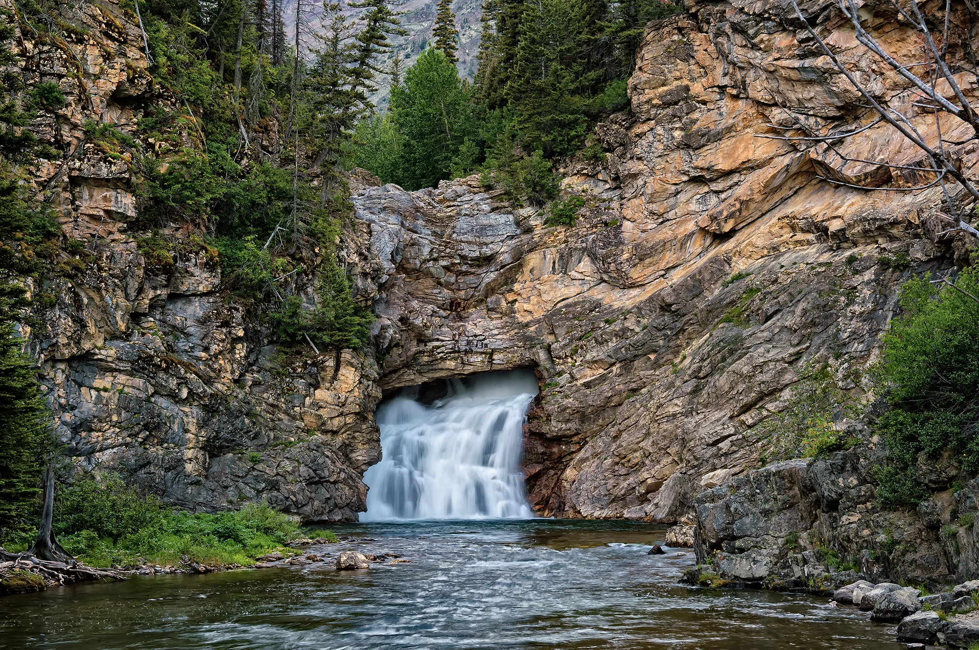 Nikon D2Xs sample photo. Trick falls glacier national park photography