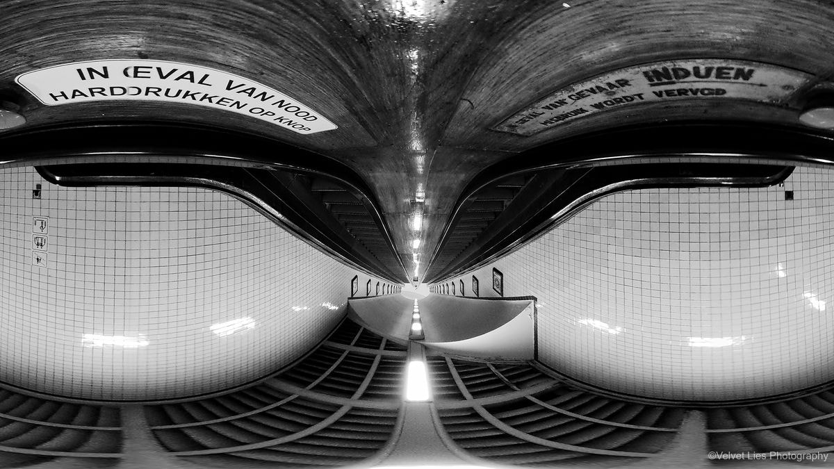 Ricoh Theta S sample photo. Voetgangerstunnel, antwerp (belgium) photography