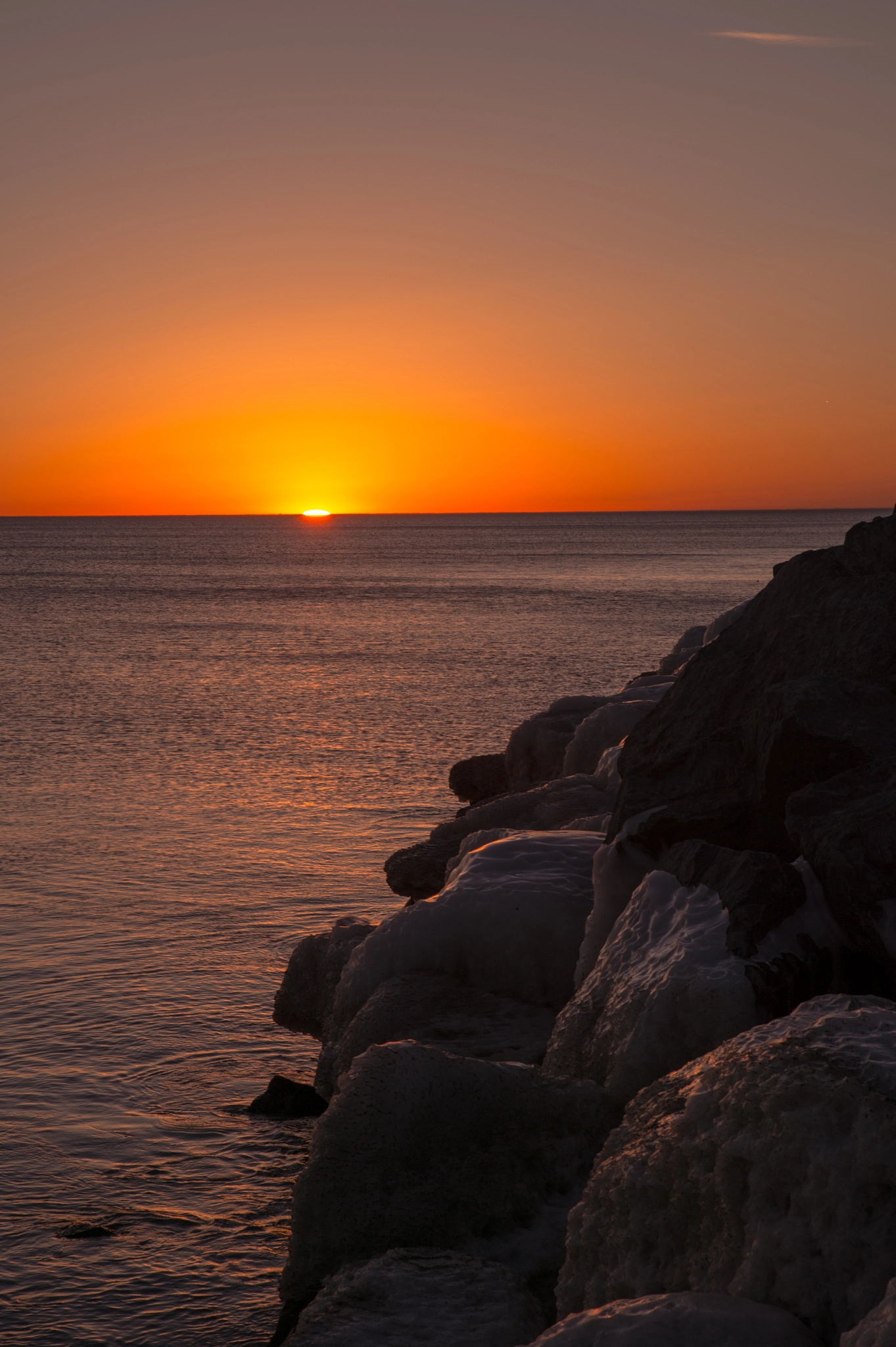 Nikon Df sample photo. Sunrise on lake michigan photography