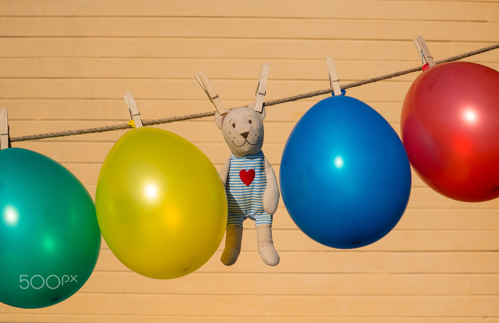 Sony Alpha NEX-6 + Sigma 30mm F2.8 EX DN sample photo. Colorfull balloons pinned on a washing line photography