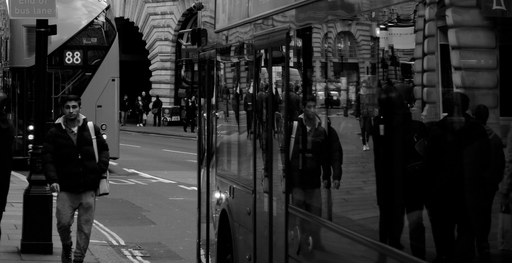 Panasonic Lumix DMC-G3 sample photo. Bus reflection photography