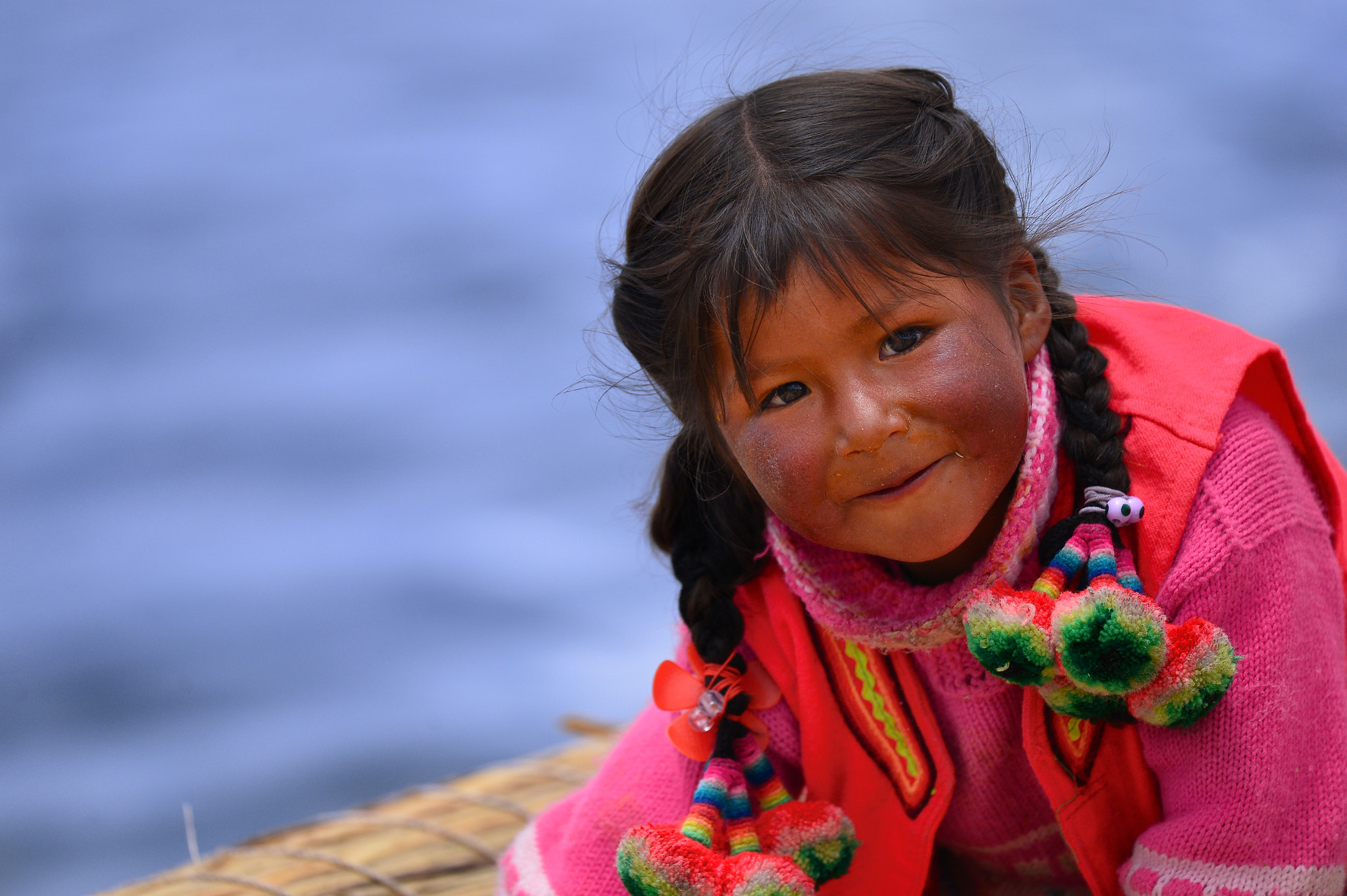 Nikon Nikkor AF-S 300mm F4E PF ED VR sample photo. Girl 2 - titikaka lake, puno, peru photography