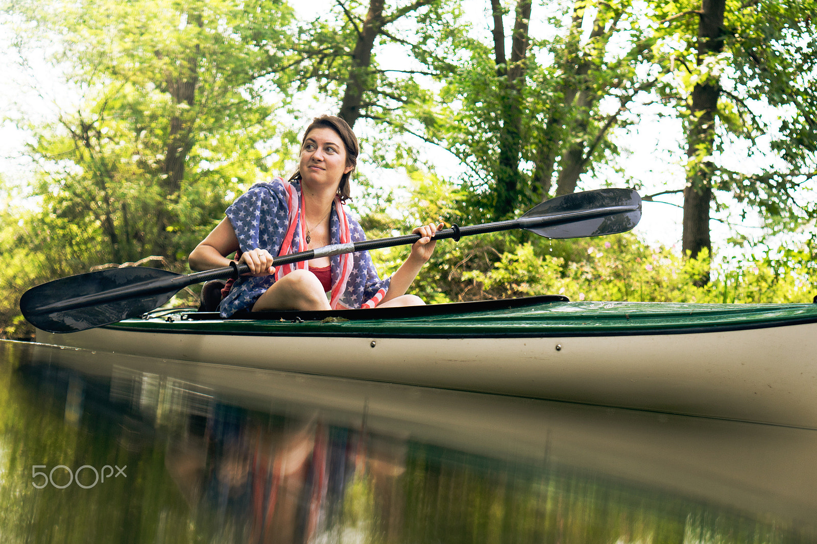 Sony a7R + E 50mm F1.8 OSS sample photo. A young woman kayaking down a river photography