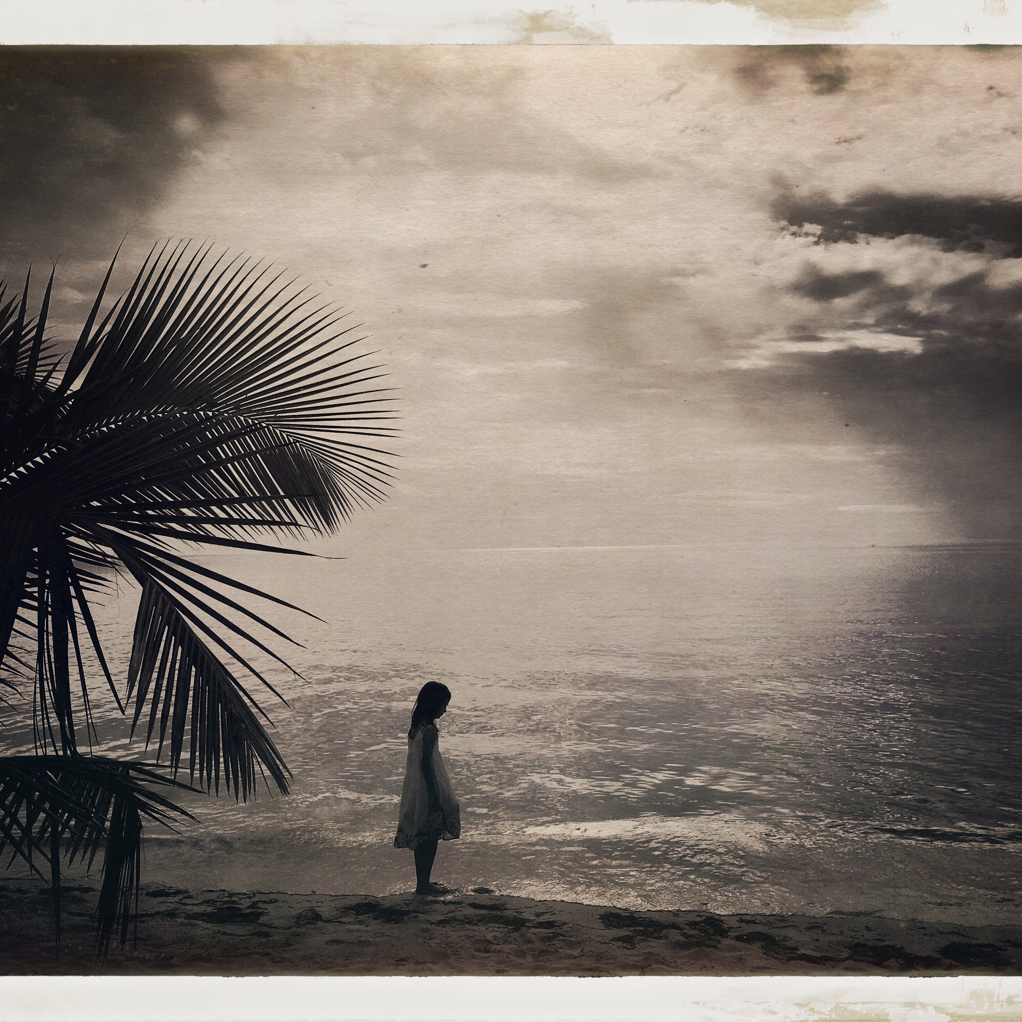 Hipstamatic 305 sample photo. A girl , sunset at the island beach photography