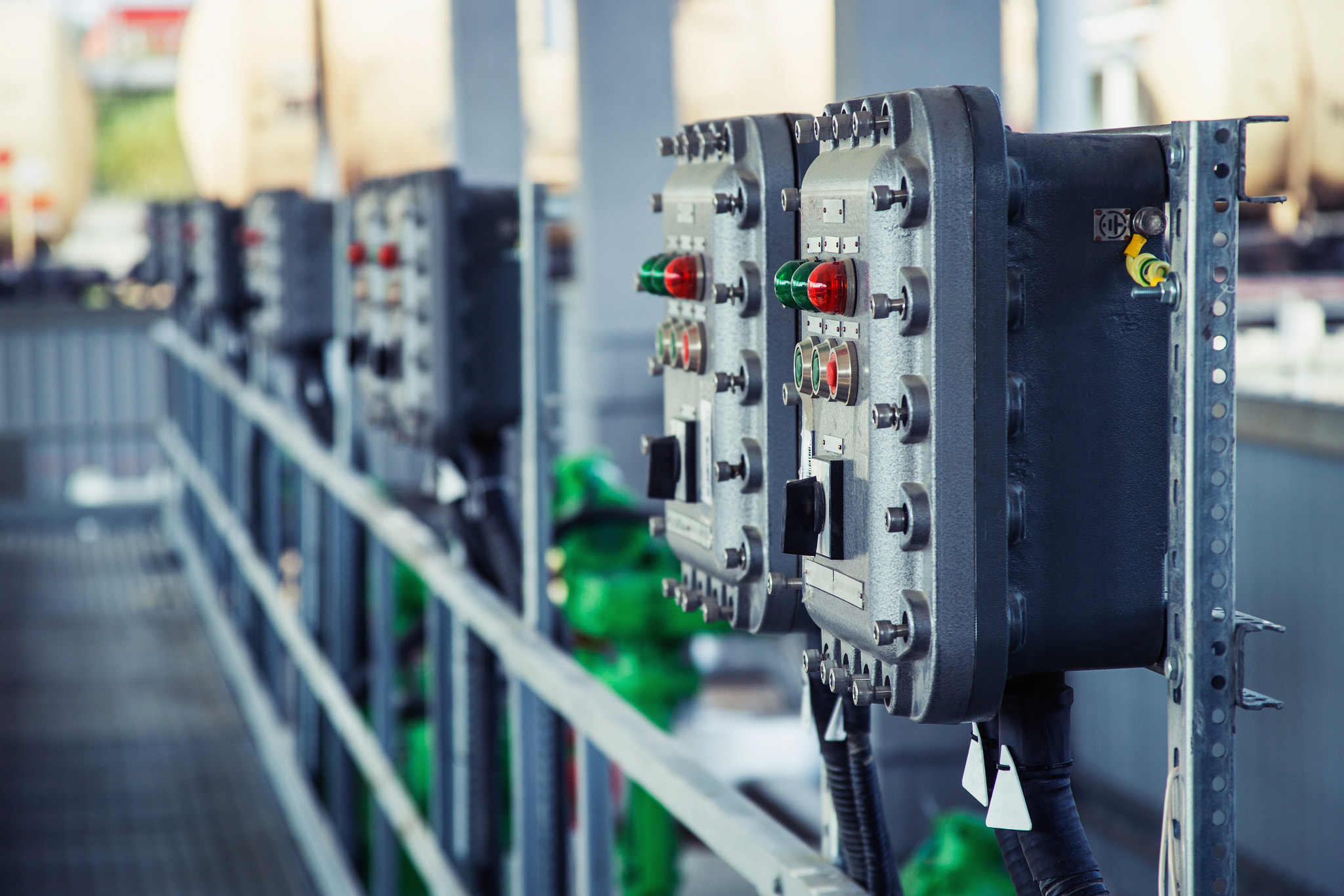 control panel with switches and lamps
