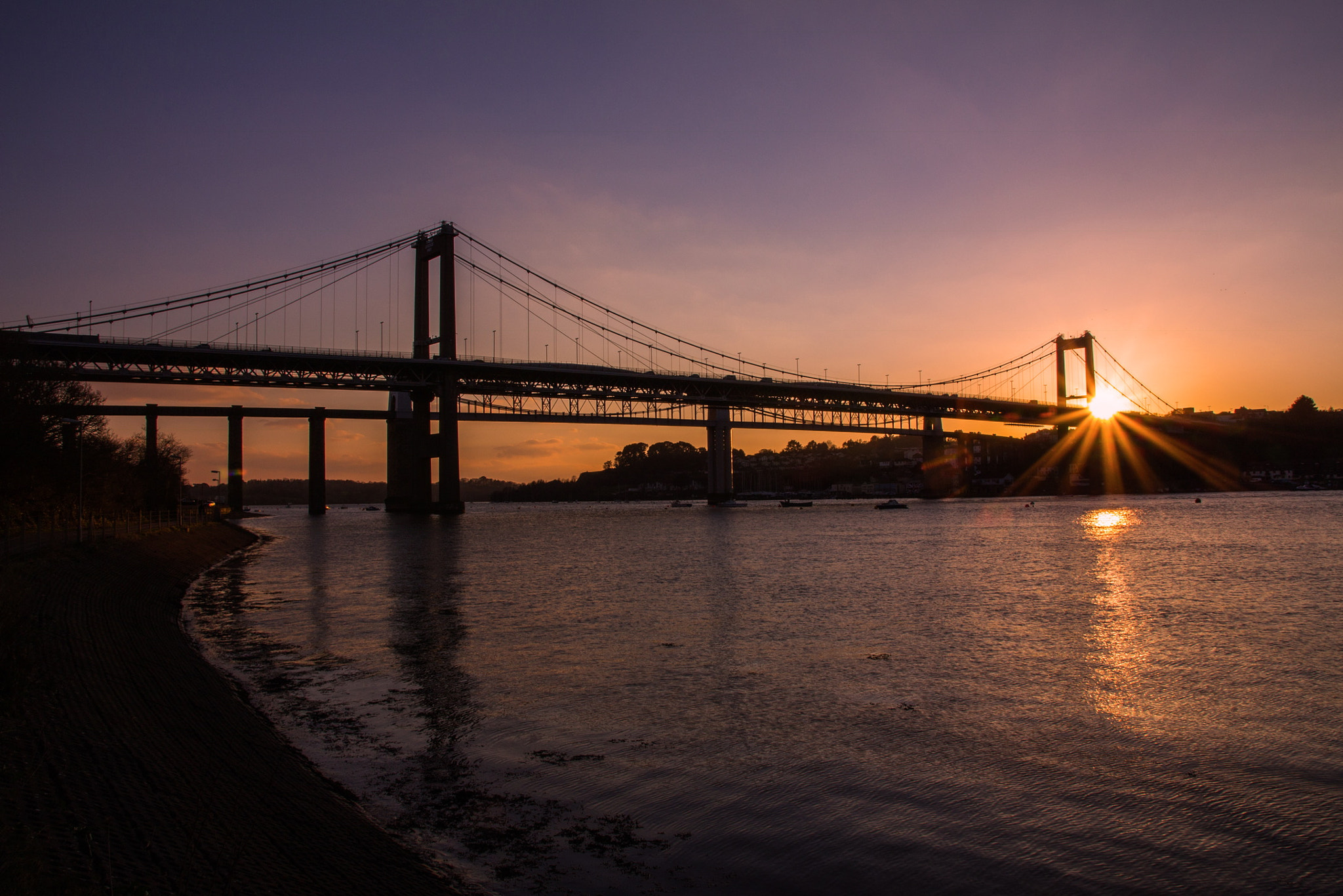 Canon EF 500mm F4L IS USM sample photo. Tamar bridge at sunset photography