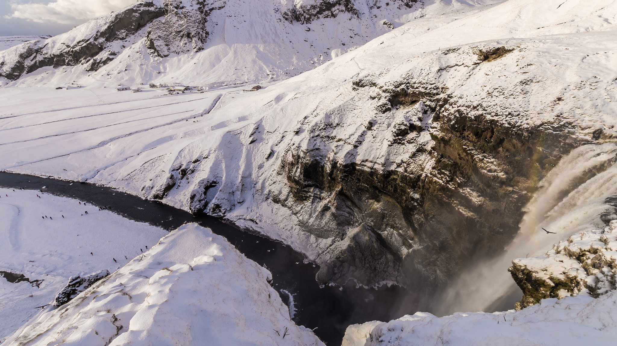 Sony SLT-A57 + Sigma 10-20mm F3.5 EX DC HSM sample photo. Skógafoss from above photography