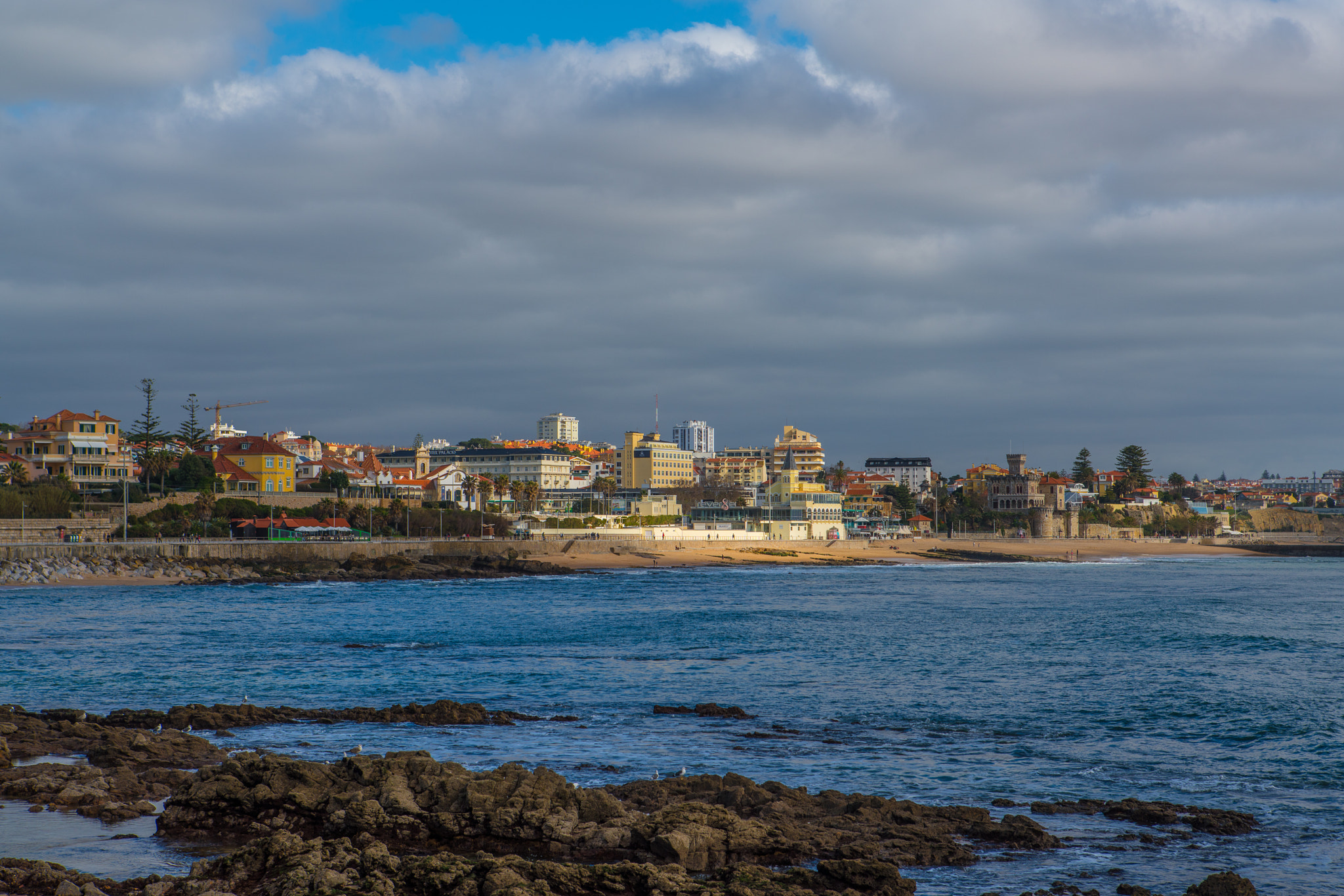 Sony a7R II + Canon EF 24-70mm F2.8L USM sample photo. A short moment of sun on cascais` coastline during winter photography