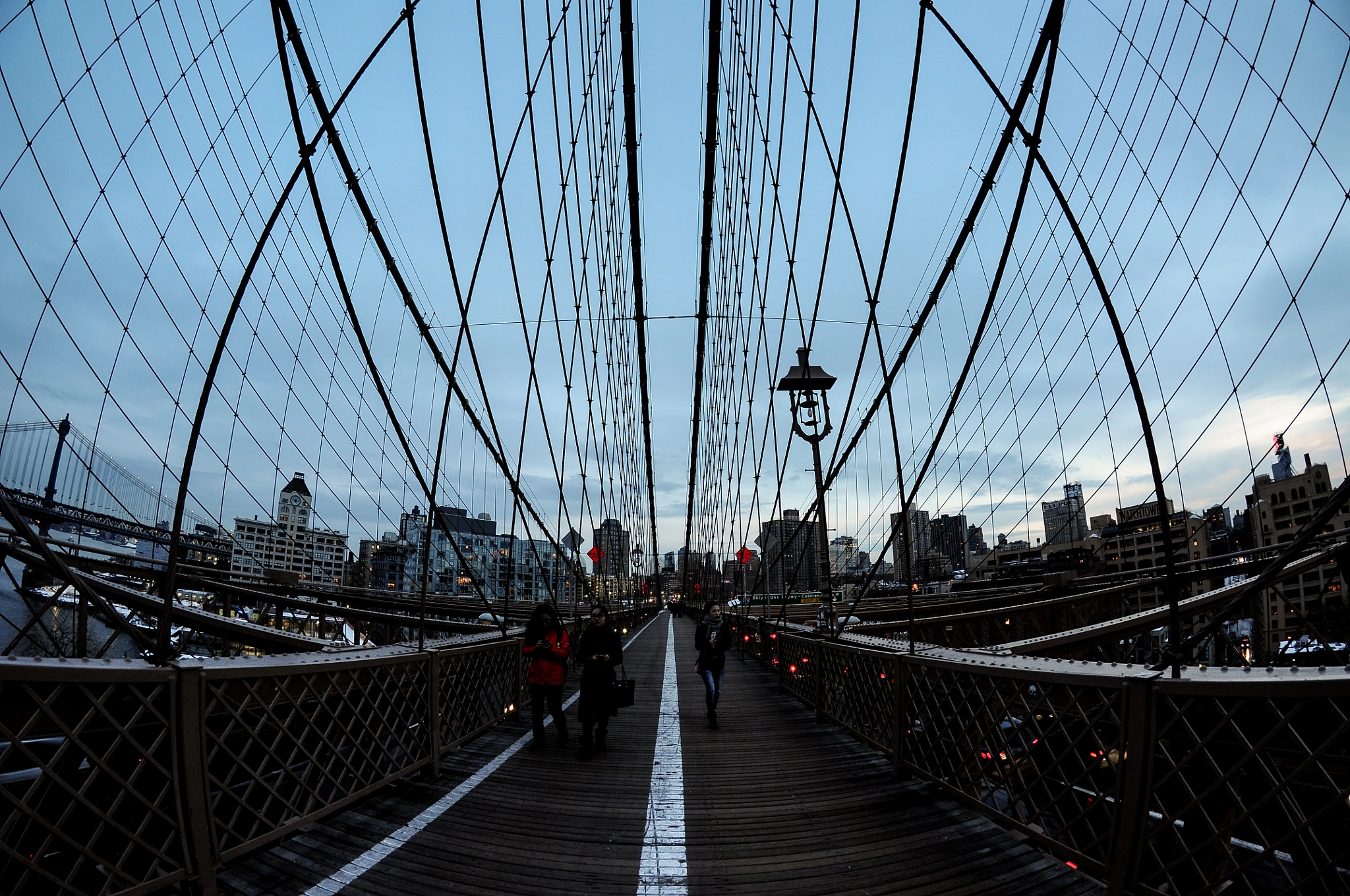 Nikon D90 + Samyang 8mm F3.5 Aspherical IF MC Fisheye sample photo. A take on brooklyn bridge photography