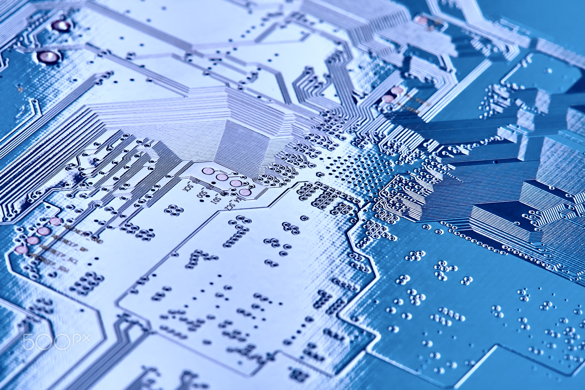 Electronic circuit board close up.
