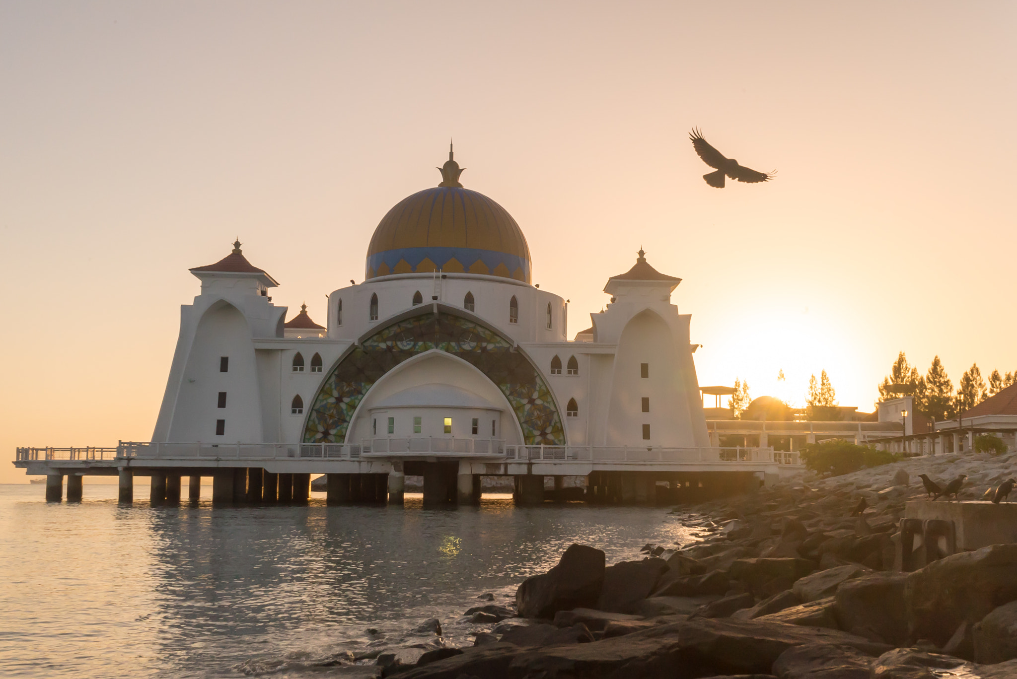 Sony a7S II + Sony FE 28-70mm F3.5-5.6 OSS sample photo. Malacca straits floating mosque during sunrise photography