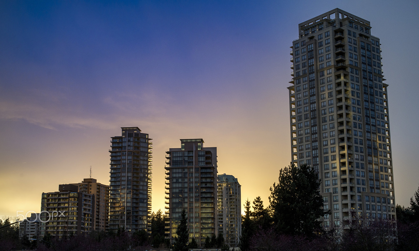 Nikon D610 + Nikkor 45mm f/2.8 P sample photo. Residential towers in burnaby photography