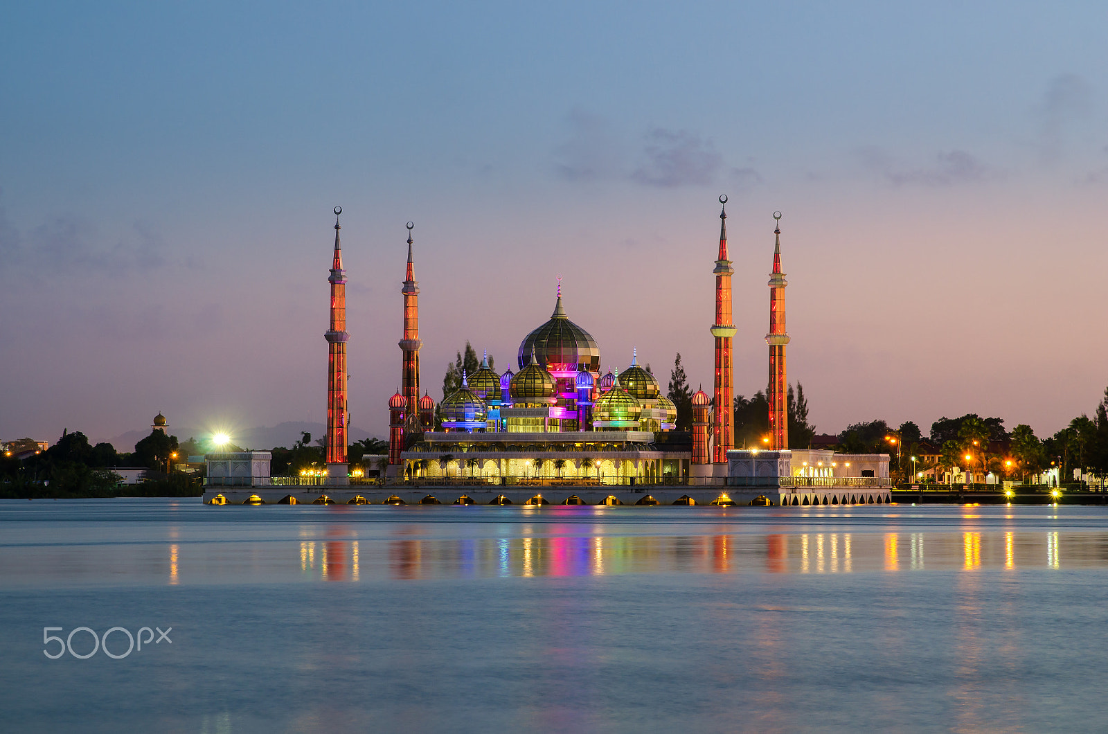 Tamron SP 24-70mm F2.8 Di VC USD sample photo. Evening view of crystal mosque in kuala terengganu, malaysia photography