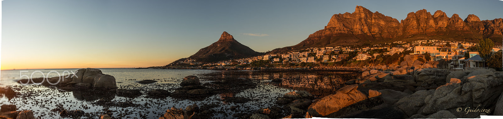 Canon EOS 60D + EF28-70mm f/2.8L USM sample photo. Camps bay sunset pano web photography