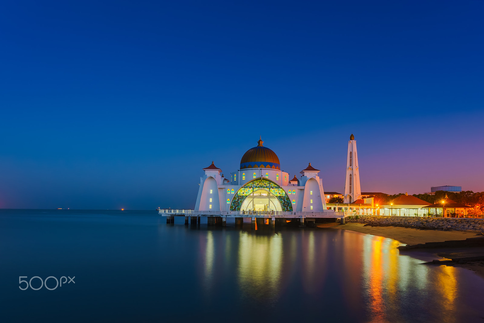 Sony a7 II + Canon EF 17-40mm F4L USM sample photo. Masjid selat before sunrise photography