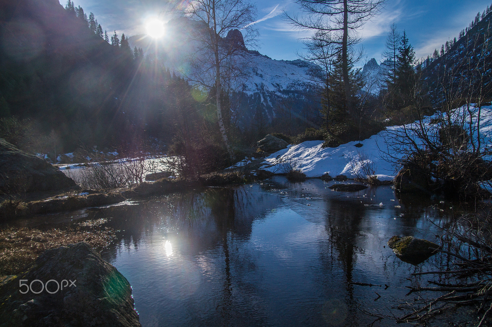 Tamron 18-270mm F3.5-6.3 Di II PZD sample photo. Frozen lake in the french alps photography