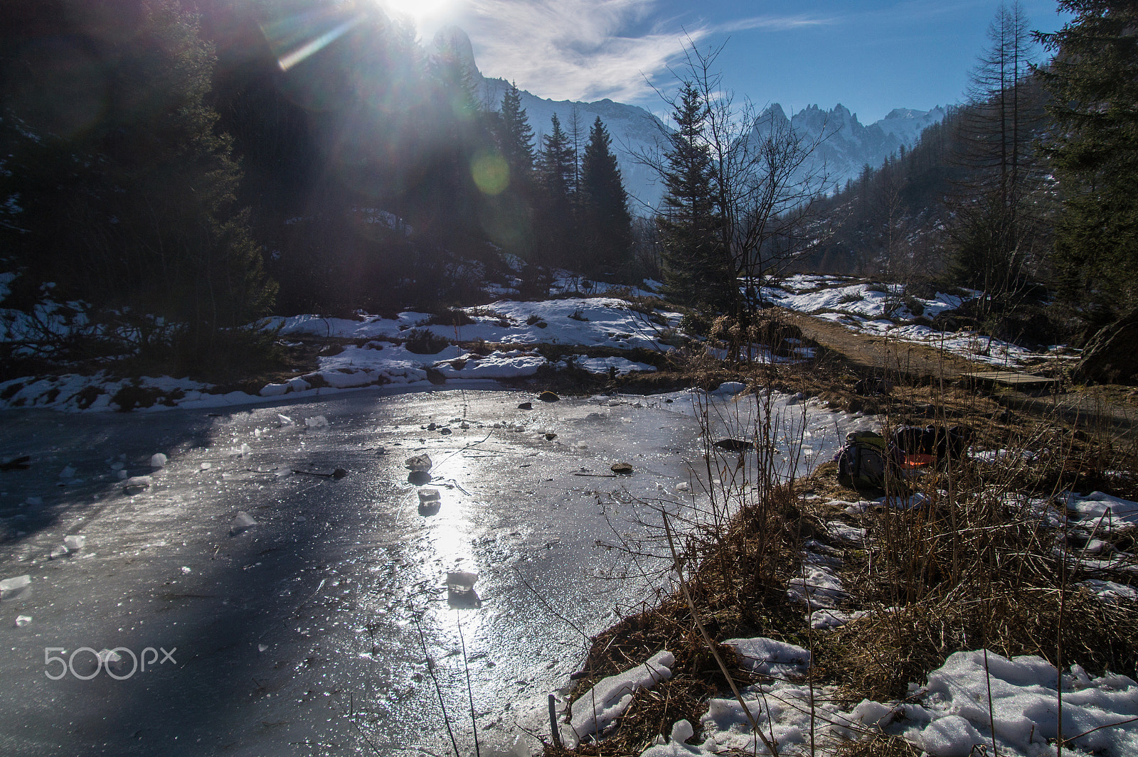 Tamron 18-270mm F3.5-6.3 Di II PZD sample photo. Frozen lake in the french alps photography
