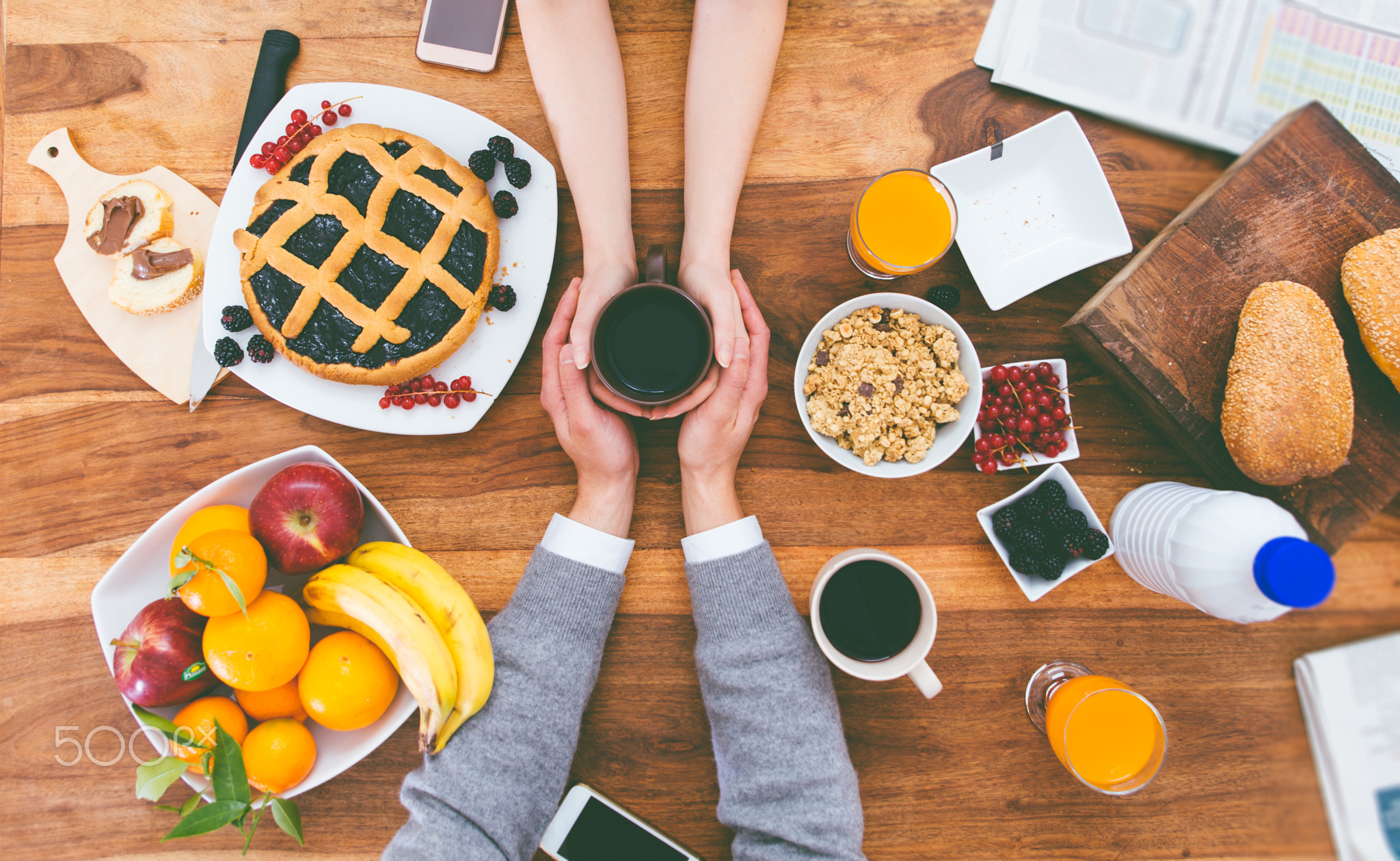 couple having breakfast in the morning at home