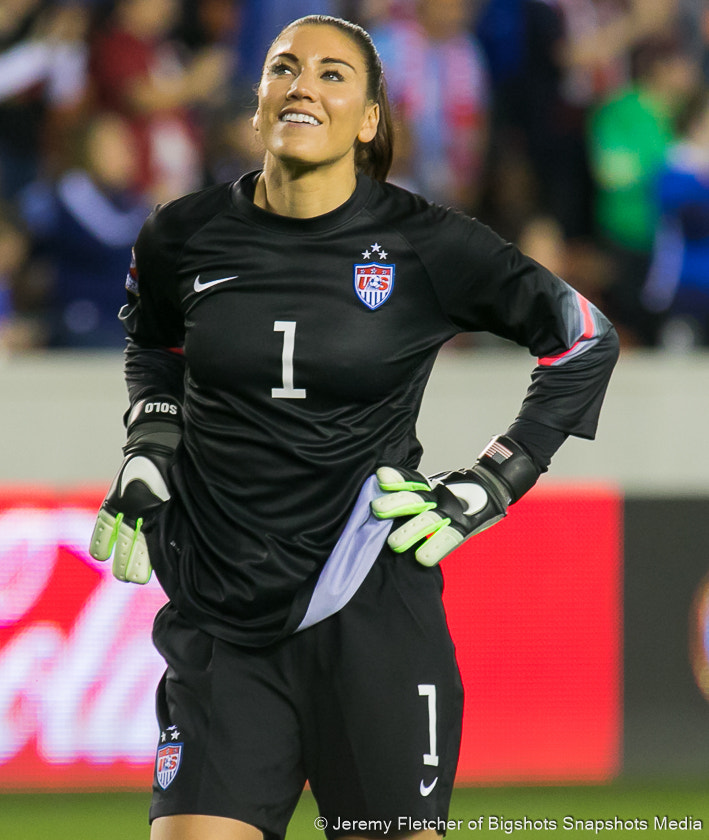 Canon EOS 7D Mark II + Sigma 100-300mm f/4 sample photo. Hope solo is all smiles photography